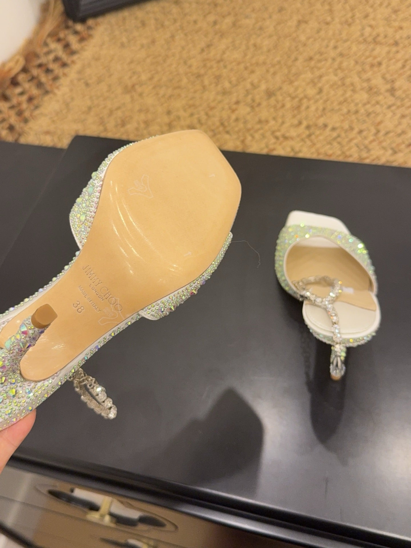 Jimmy 26s Platform Sandal 100 Ivory Multicolor Leather Diamond 602329