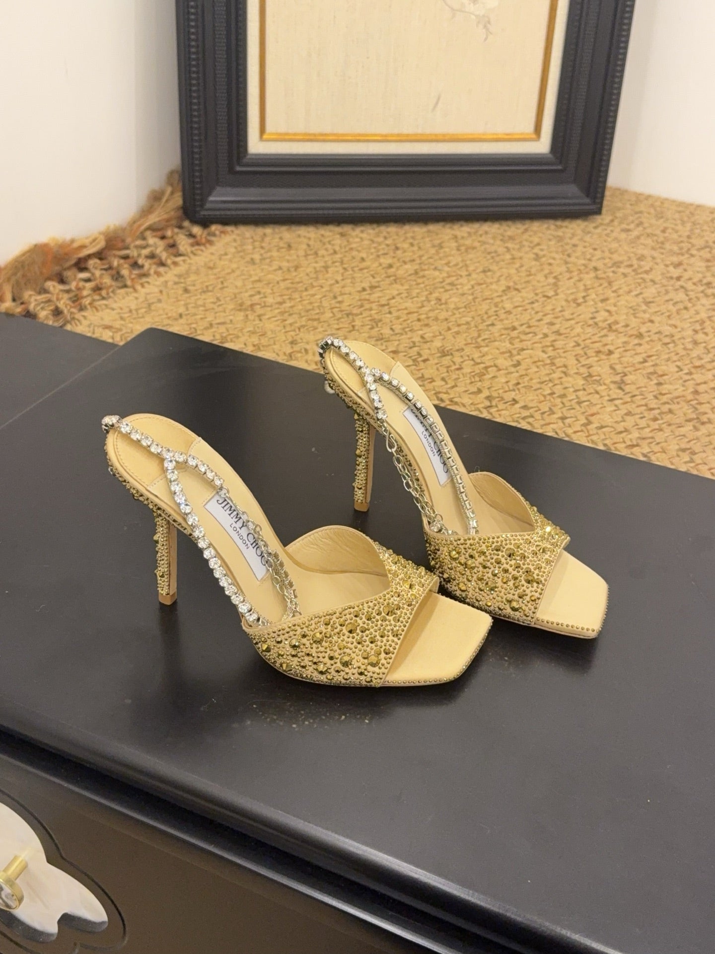 Jimmy 26s Platform Sandal 100 Gold Beige Leather Diamond 602330