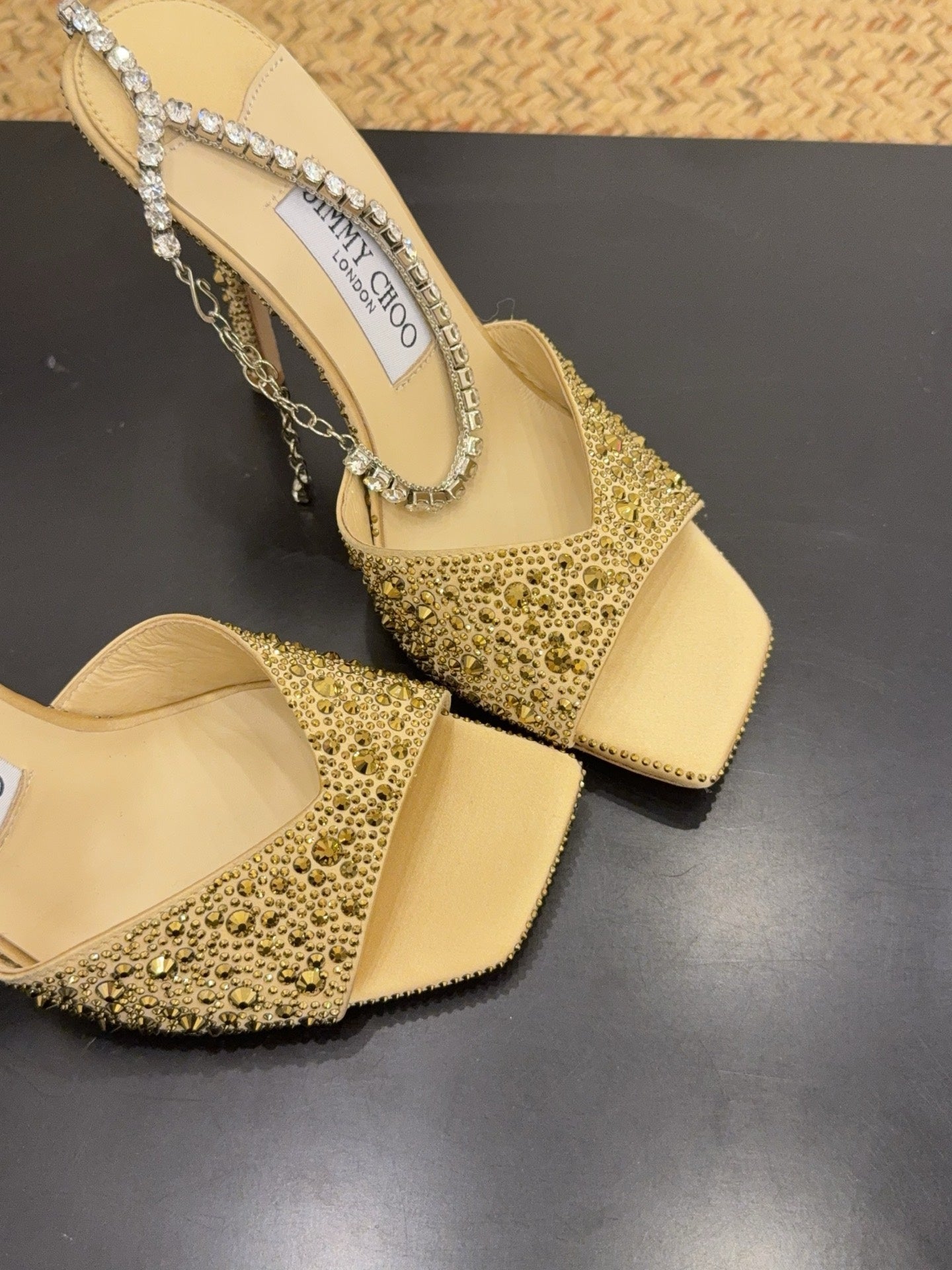 Jimmy 26s Platform Sandal 100 Gold Beige Leather Diamond 602330