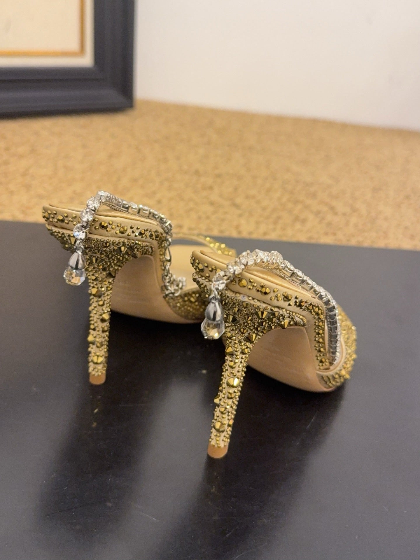 Jimmy 26s Platform Sandal 100 Gold Beige Leather Diamond 602330