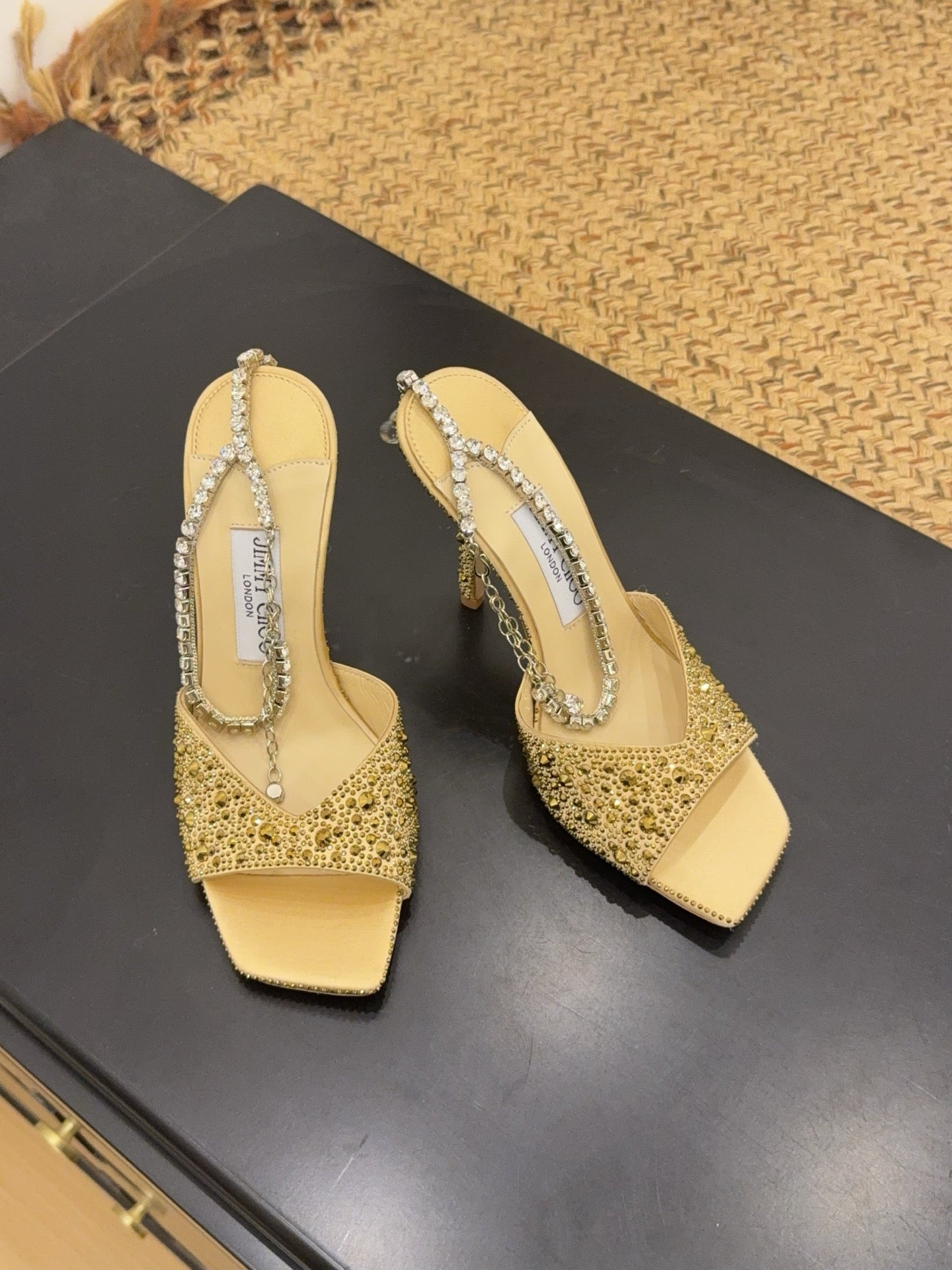 Jimmy 26s Platform Sandal 100 Gold Beige Leather Diamond 602330