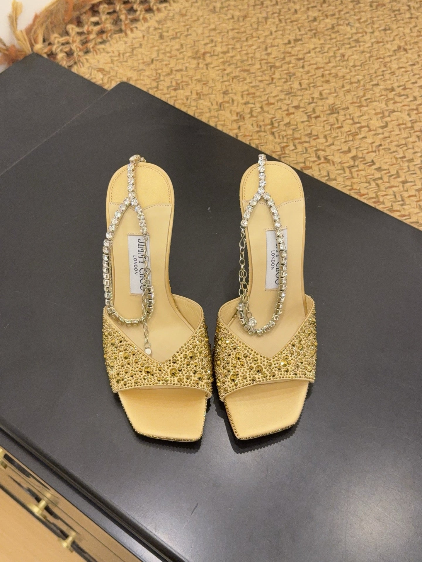 Jimmy 26s Platform Sandal 100 Gold Beige Leather Diamond 602330