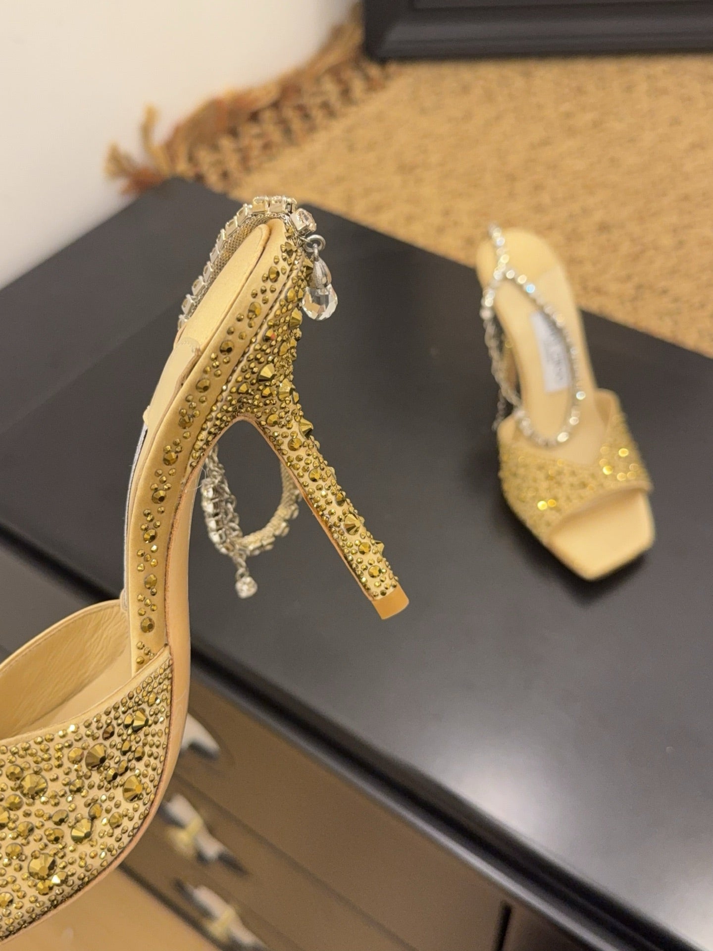 Jimmy 26s Platform Sandal 100 Gold Beige Leather Diamond 602330