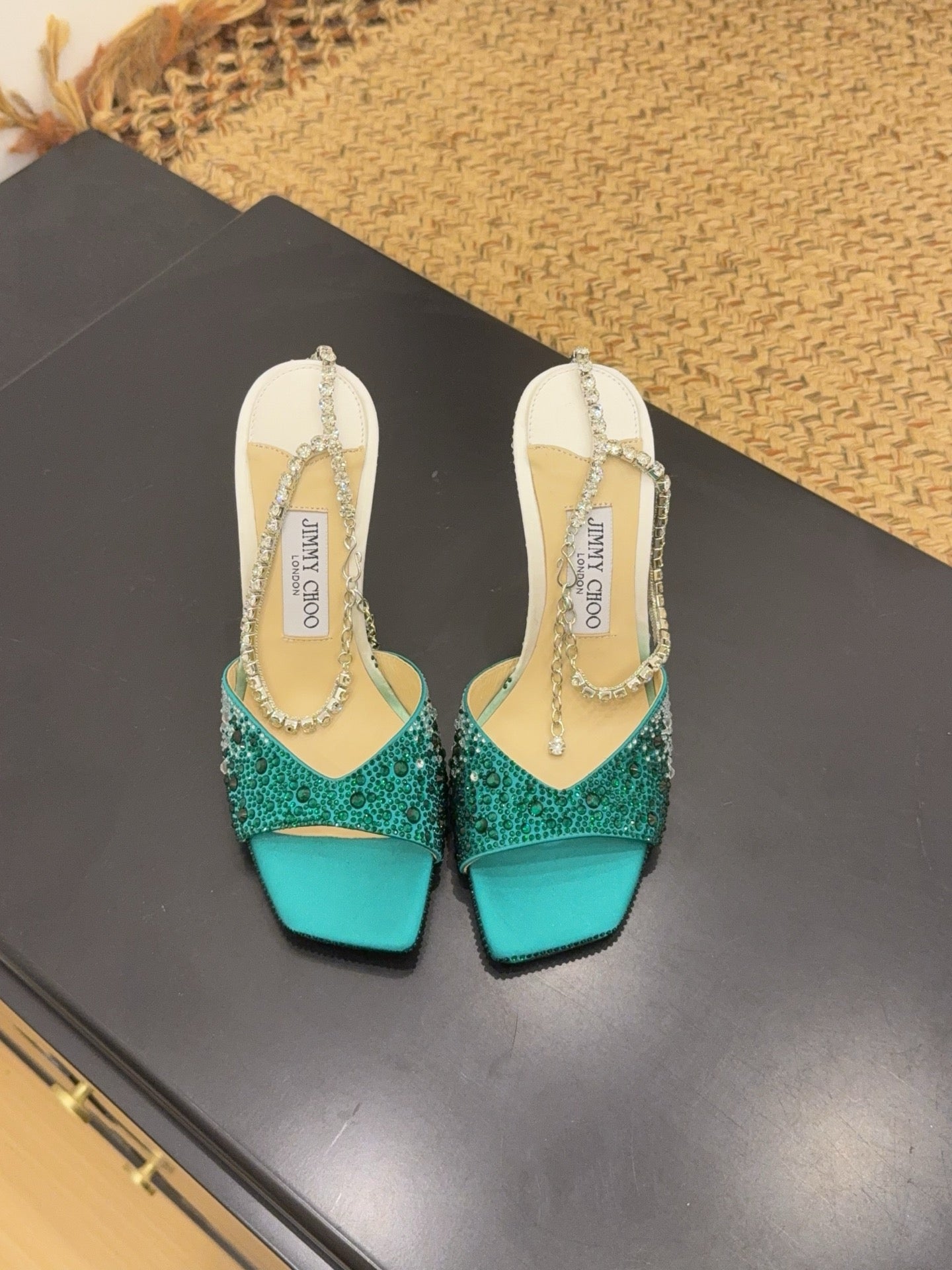 Jimmy 26s Platform Sandal 100 Turquoise Leather Diamond 602332