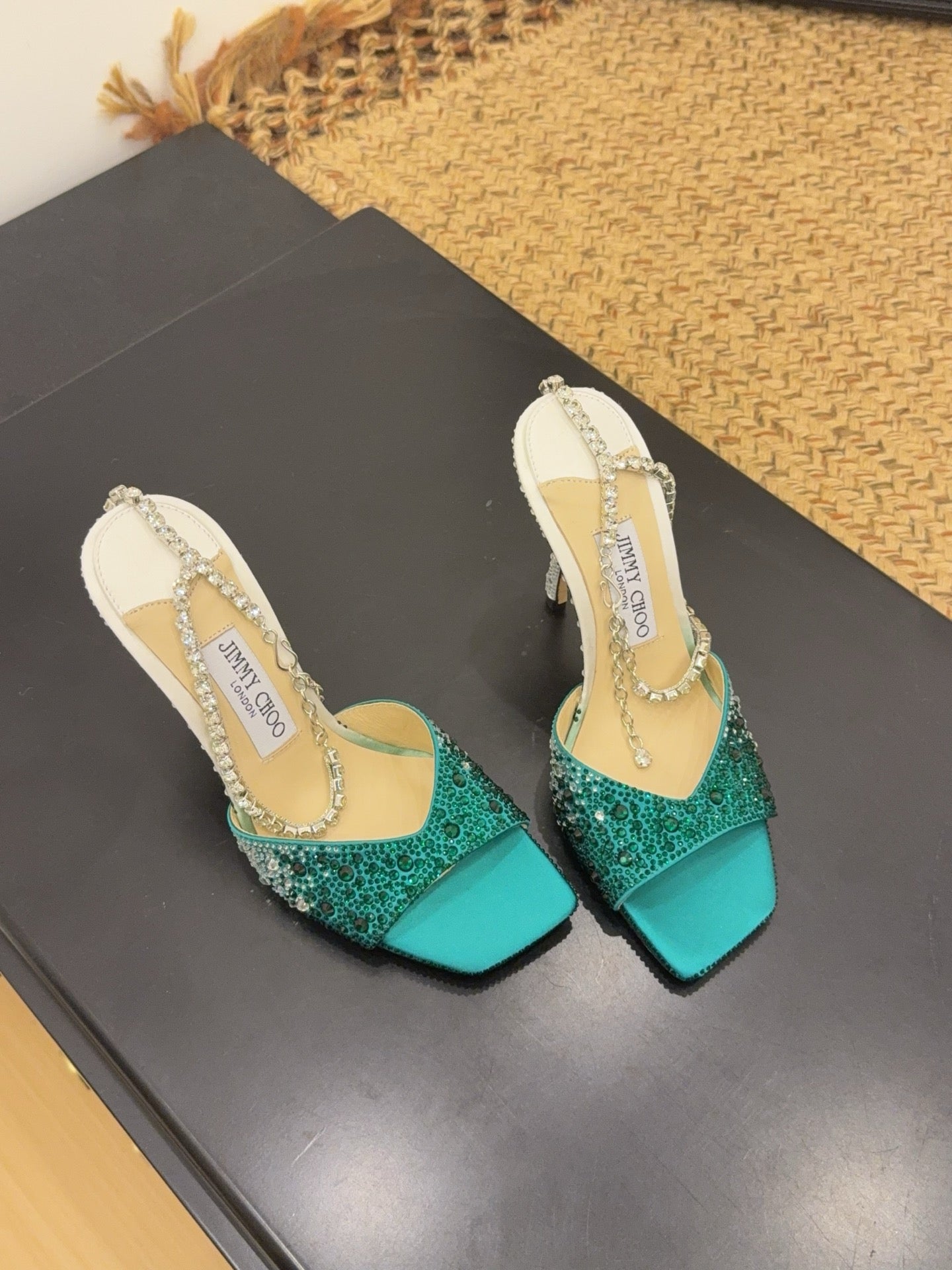 Jimmy 26s Platform Sandal 100 Turquoise Leather Diamond 602332