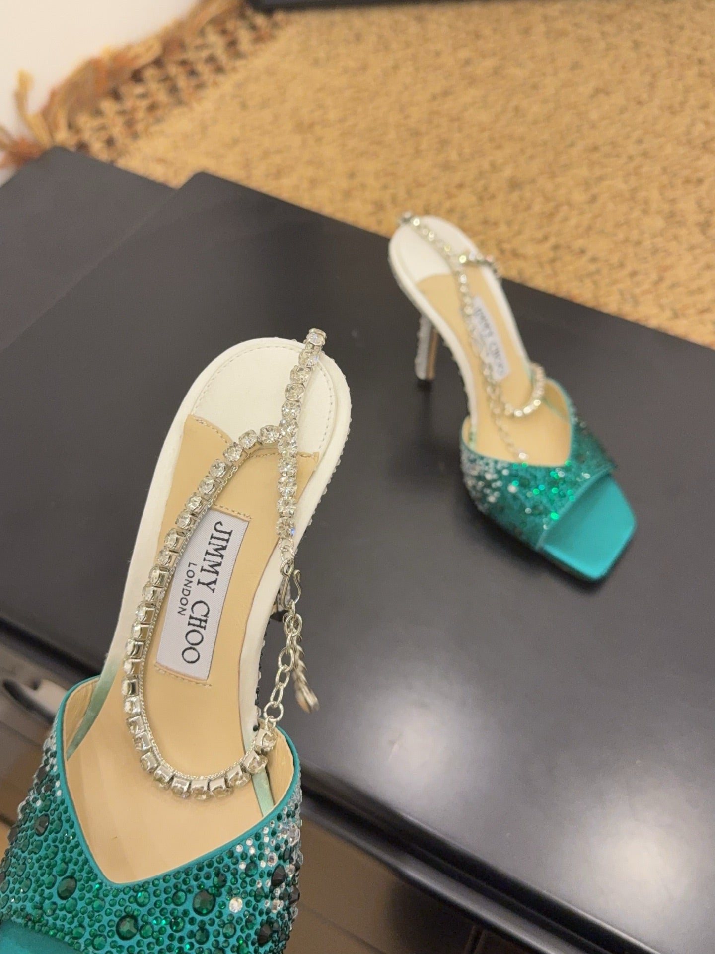 Jimmy 26s Platform Sandal 100 Turquoise Leather Diamond 602332
