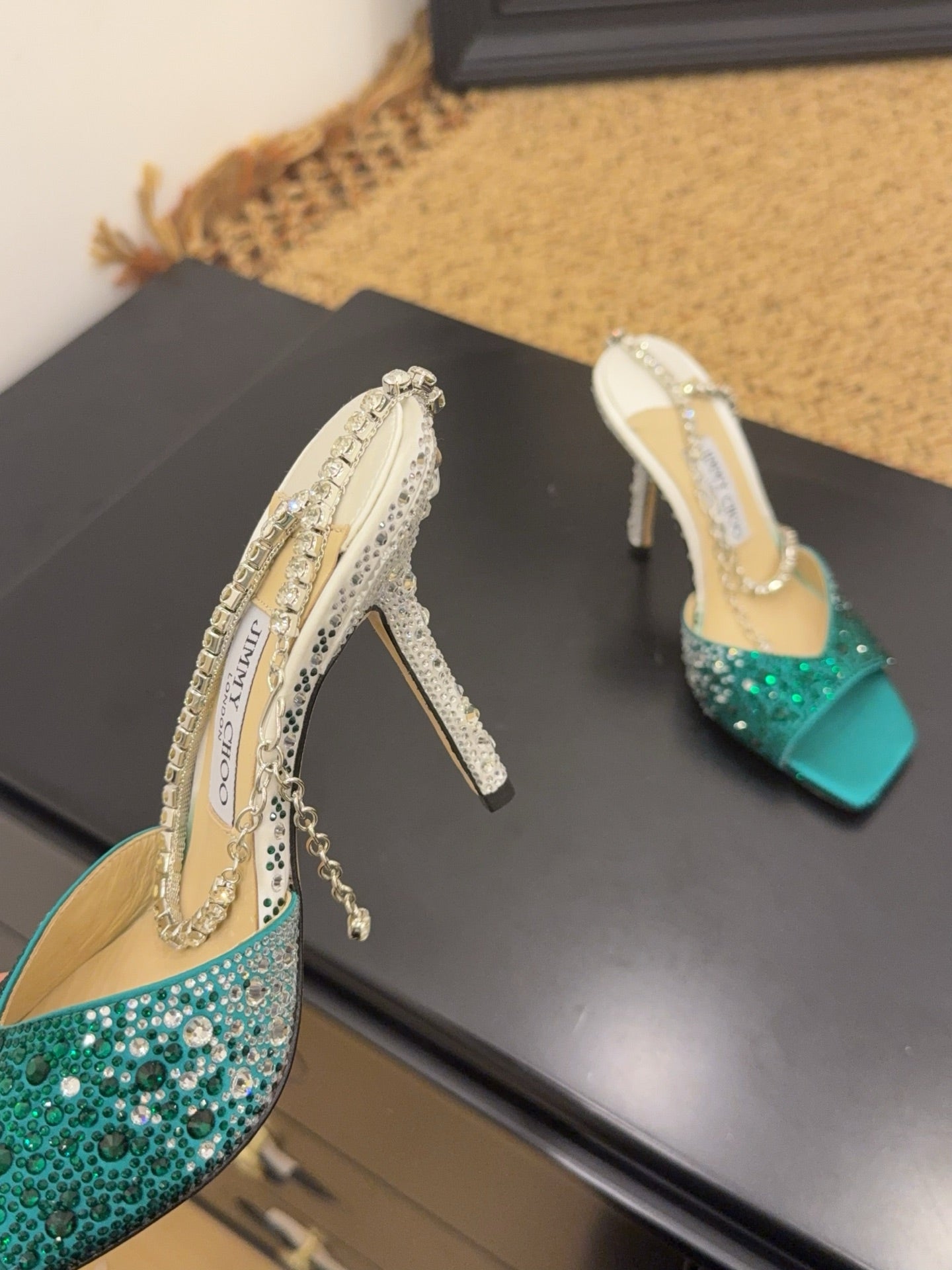 Jimmy 26s Platform Sandal 100 Turquoise Leather Diamond 602332