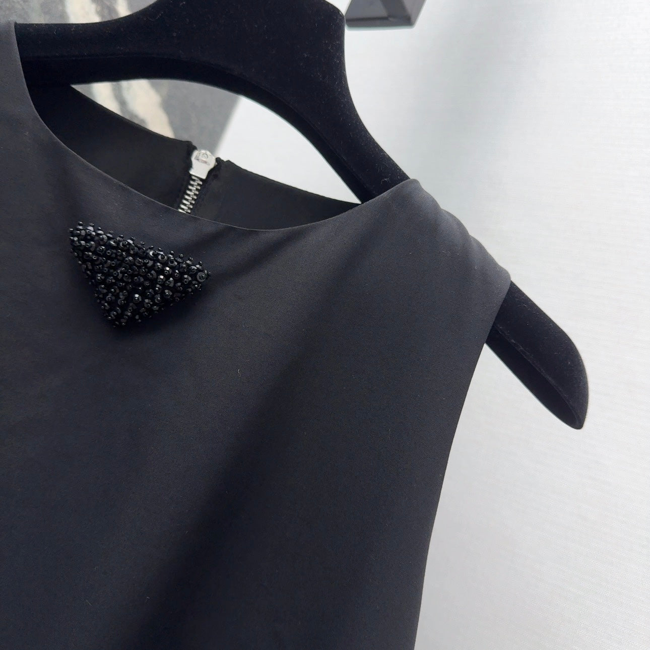 Prada 2025 Sleeveless Dress A-line Babydoll Black Polyester