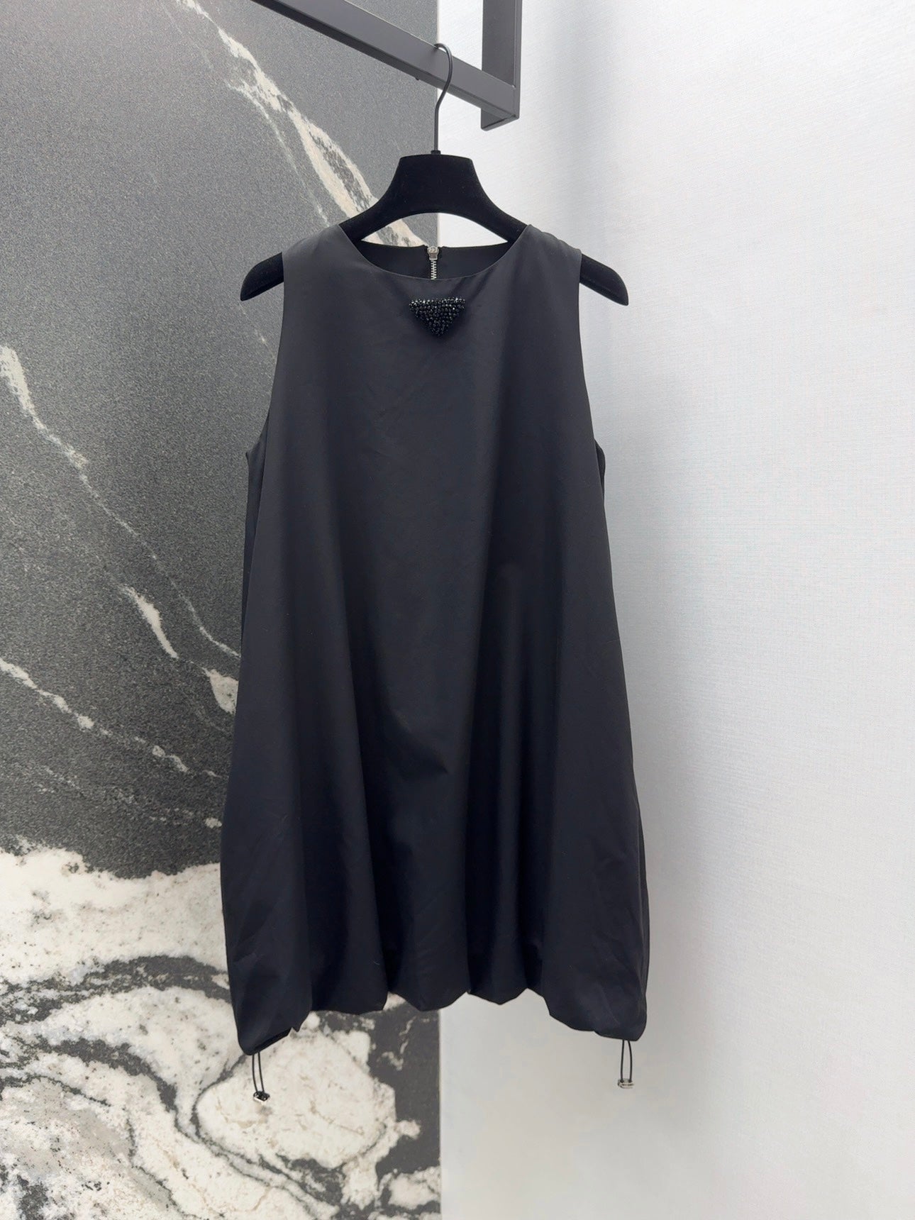 Prada 2025 Sleeveless Dress A-line Babydoll Black Polyester