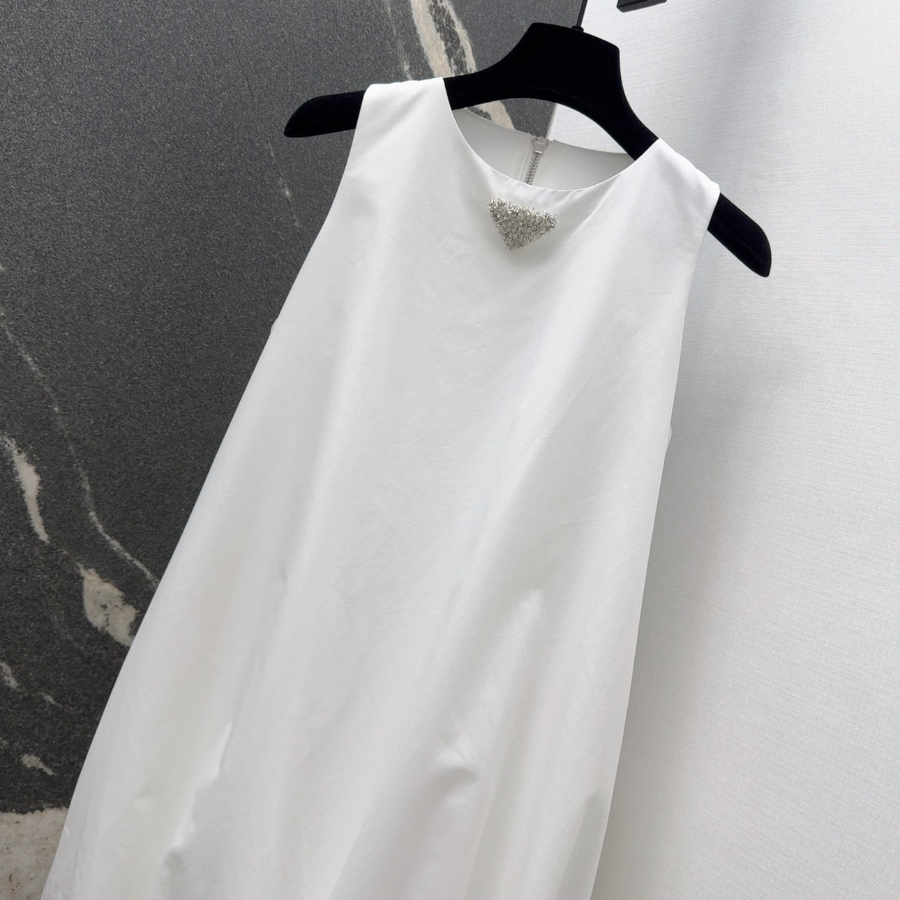 Prada 2025 Sleeveless Dress A-line Babydoll White Polyester