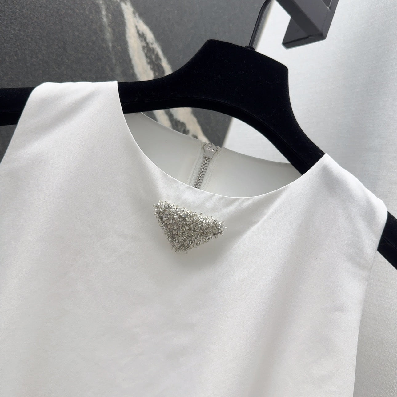 Prada 2025 Sleeveless Dress A-line Babydoll White Polyester