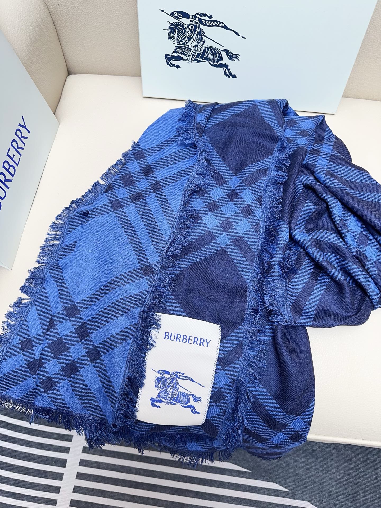 BBR Double-Sided Scarf 190CM Dark Blue Cashmere 293314