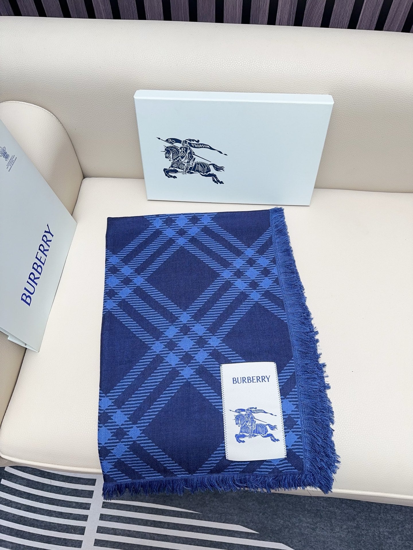 BBR Double-Sided Scarf 190CM Dark Blue Cashmere 293314