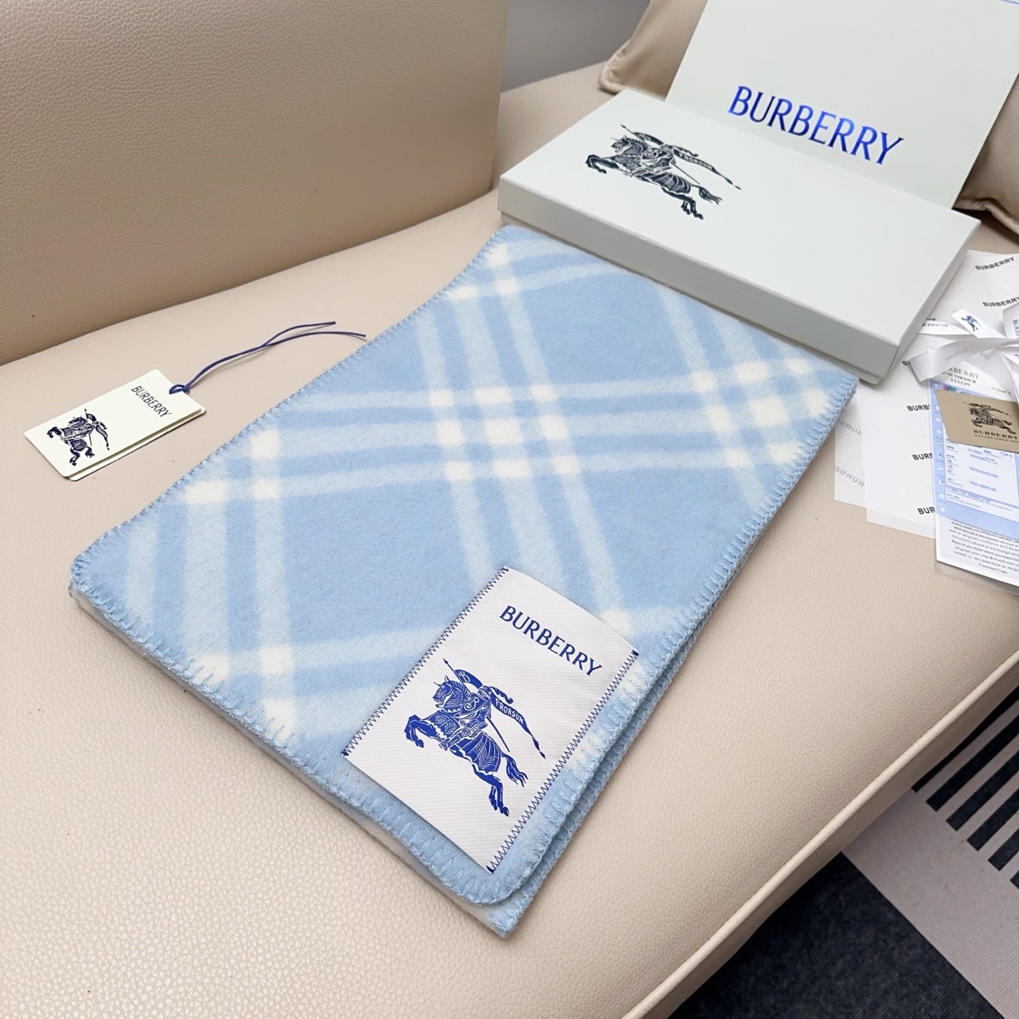 BBR Double-Sided Scarf 182CM Light Blue Cashmere 293322