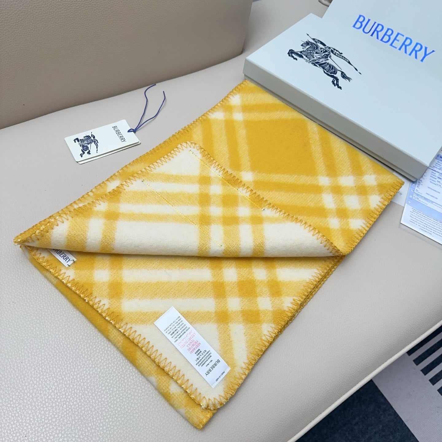 BBR Double-Sided Scarf 182CM Yellow Cashmere 293326