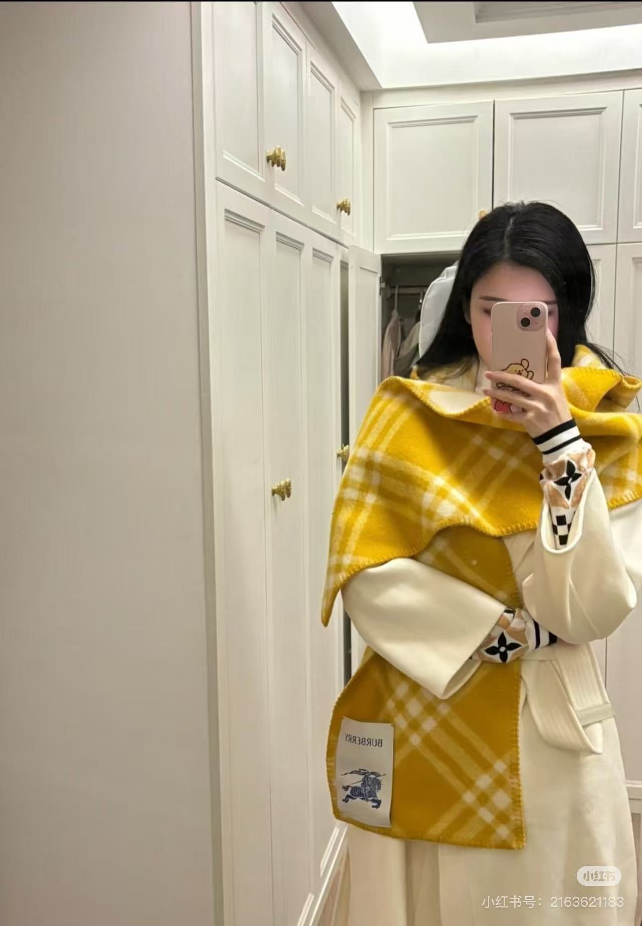 BBR Double-Sided Scarf 182CM Yellow Cashmere 293326