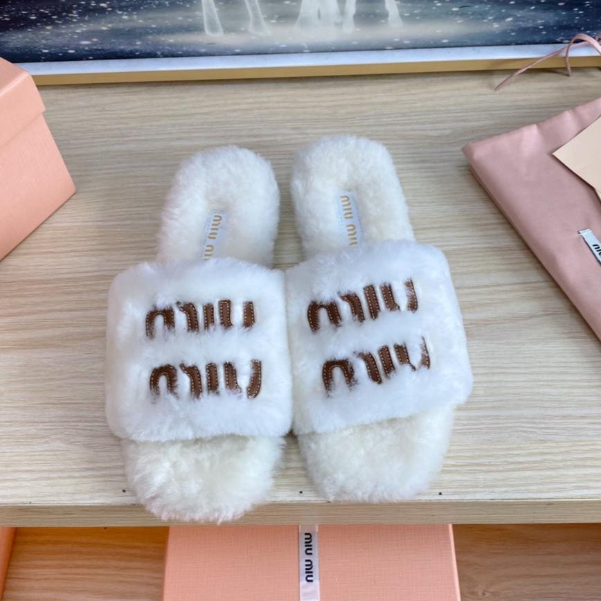 Miu Slippers White Wool