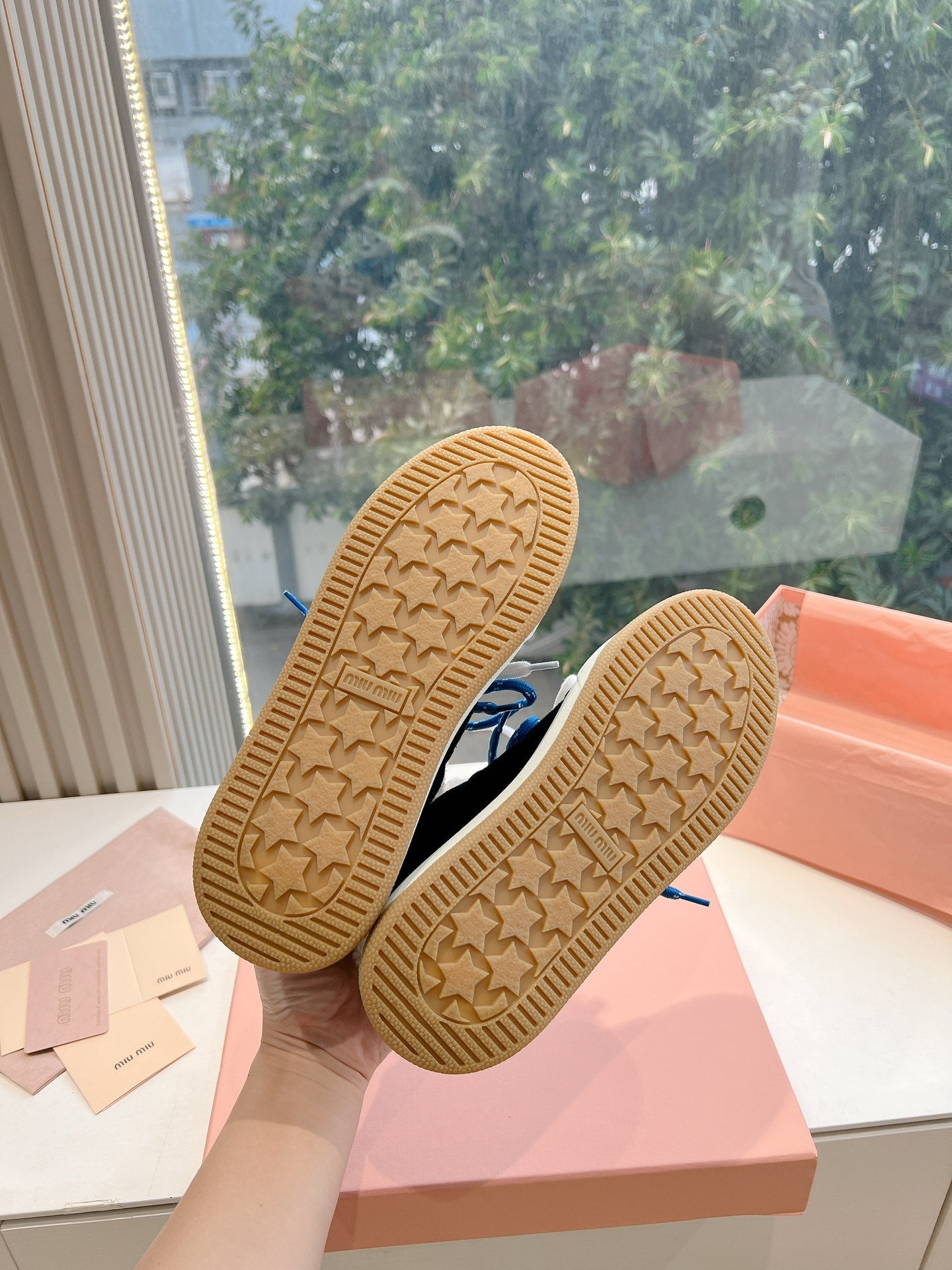 Miumiu 25 Platform Sneakers Black Blue Suede Wool 549099