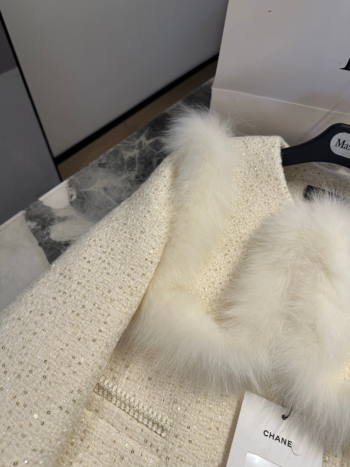 Chanel 2026 Jacket White Tweed Fur