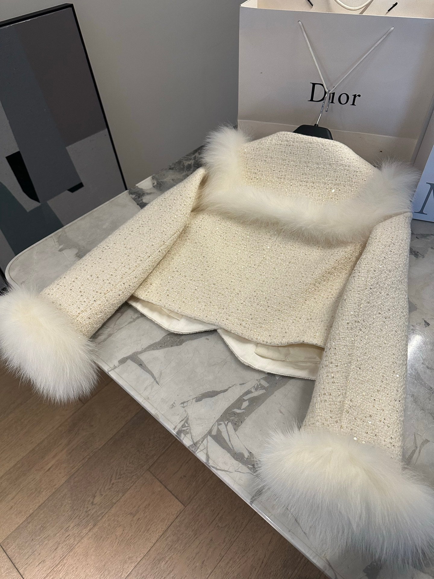 Chanel 2026 Jacket White Tweed Fur