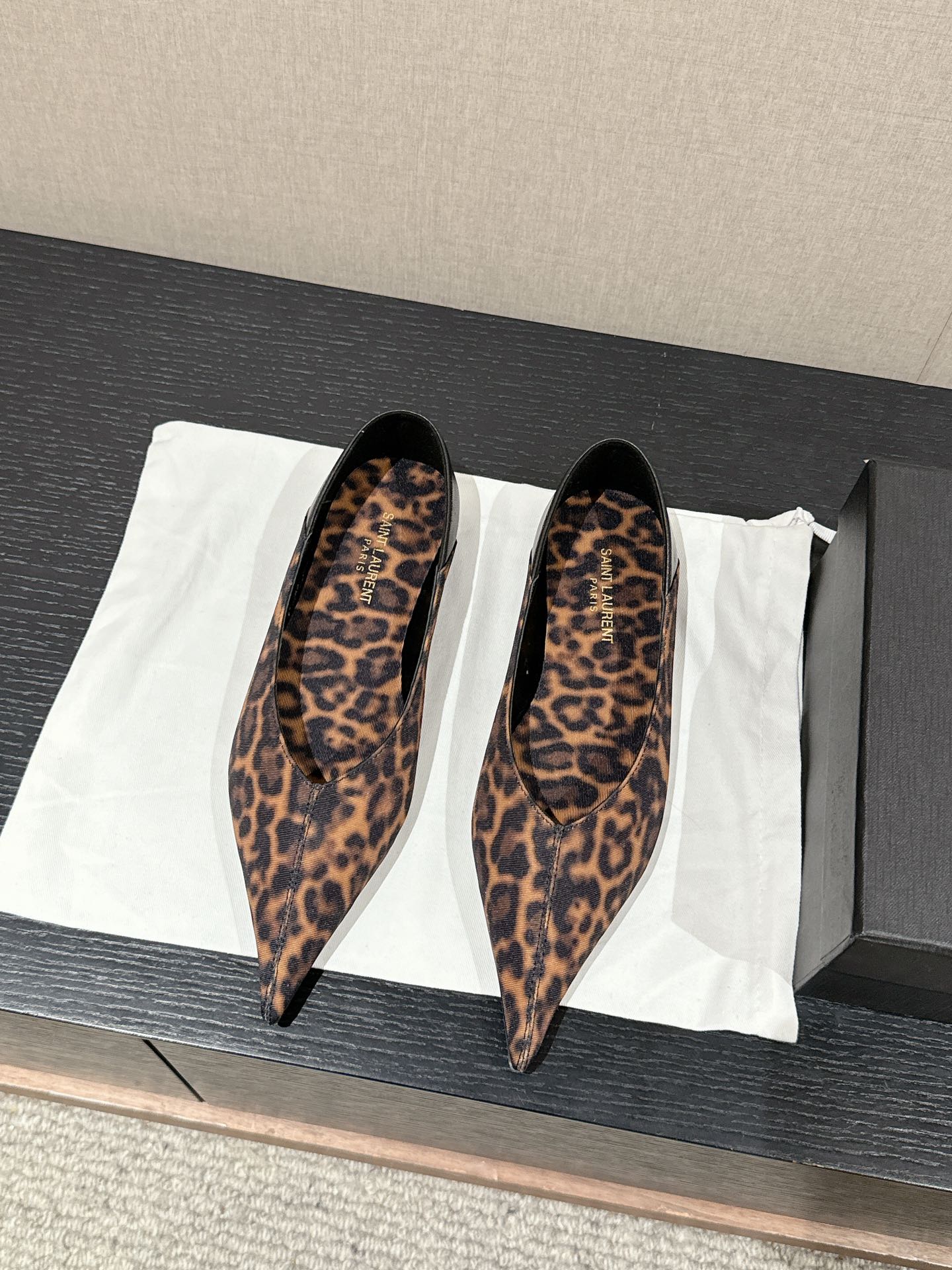 SL NOUR LEOPARD POINTED TOE BALLET AMBER CANVAS