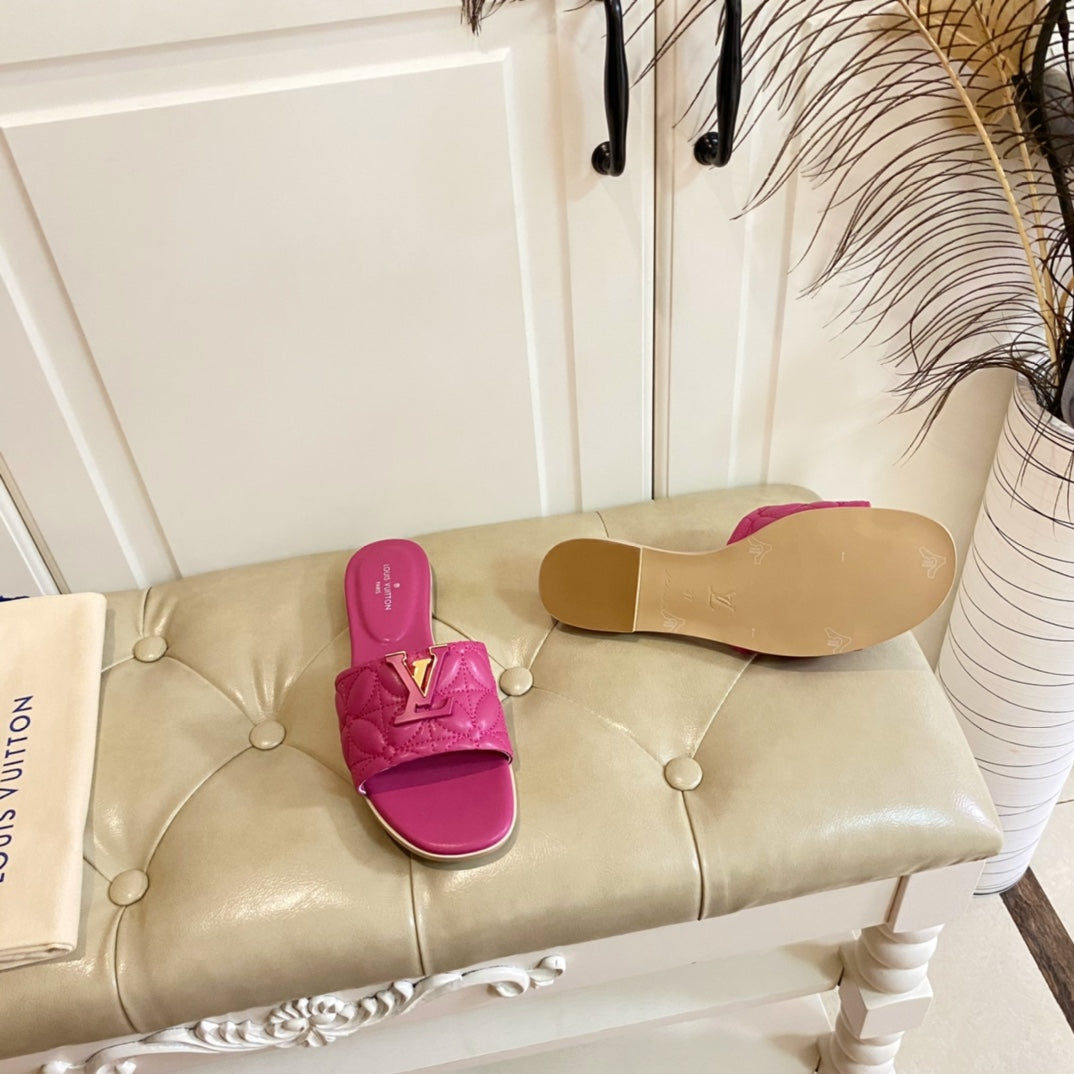 LV Neo Revival Flat Mule Deep Pink Lambskin