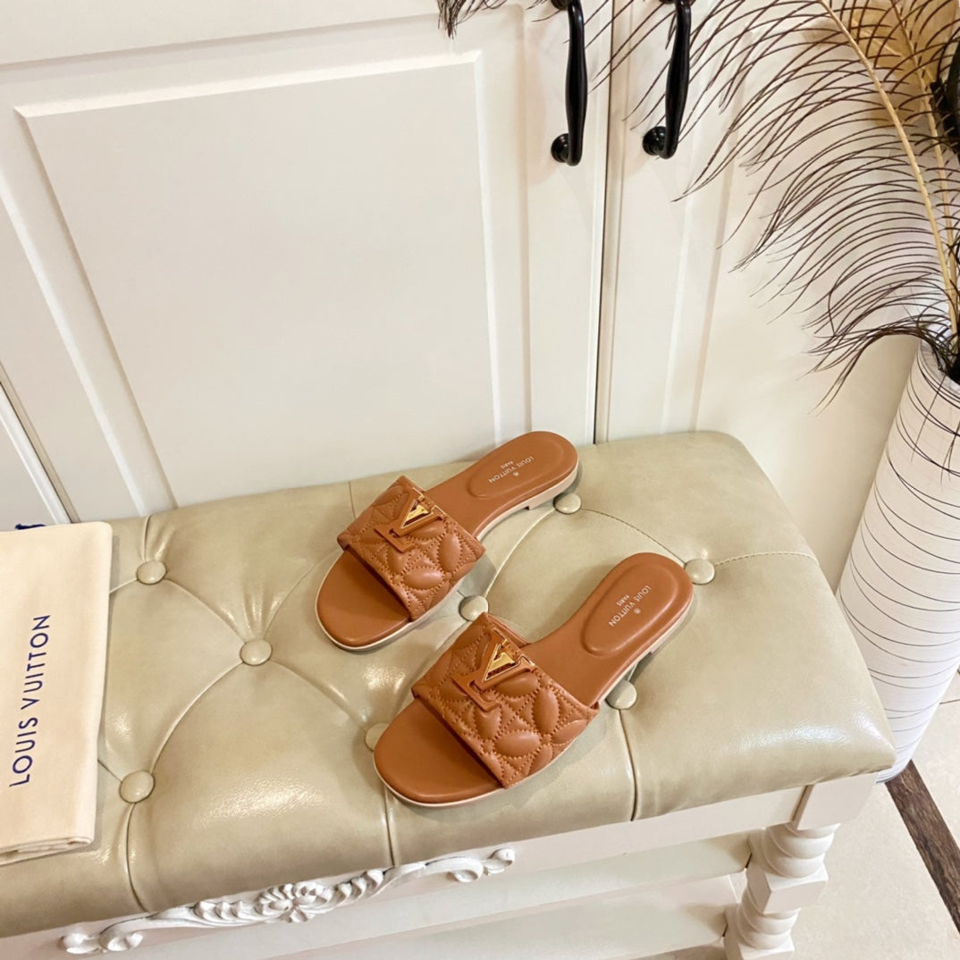 LV Neo Revival Flat Mule Brown Yellow Lambskin