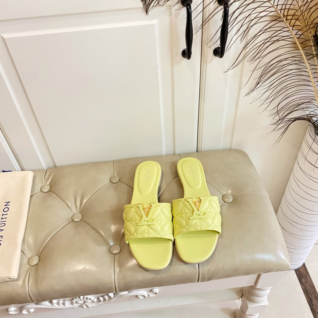 LV Neo Revival Flat Mule Lemon Yellow Lambskin
