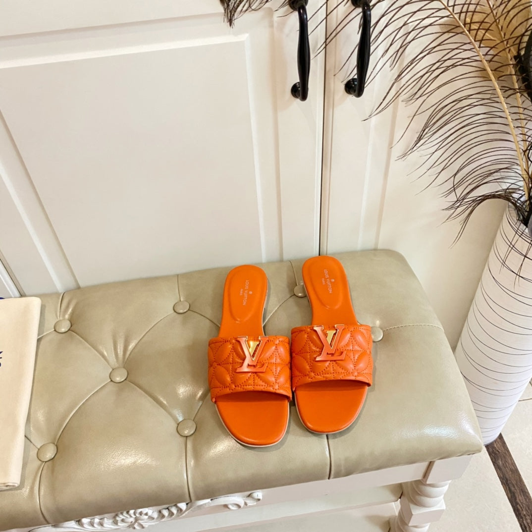 LV Neo Revival Flat Mule Orange Lambskin