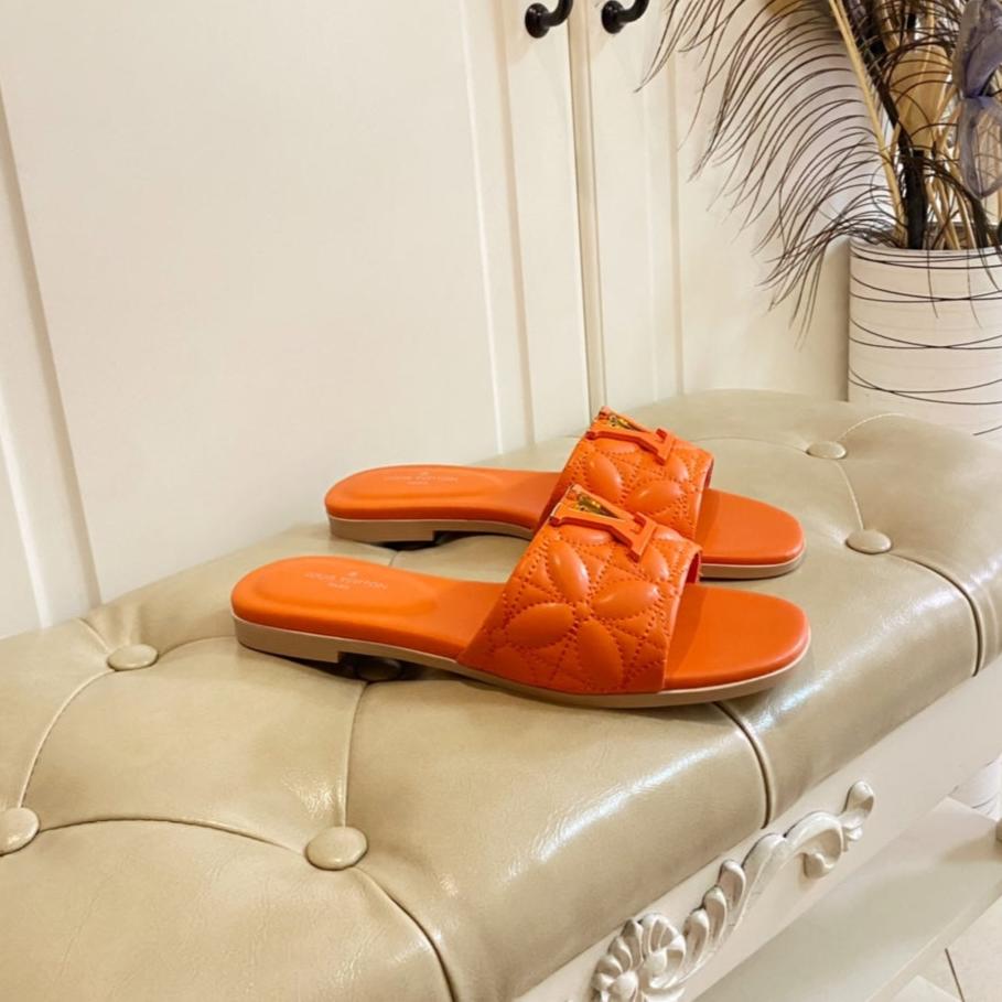 LV Neo Revival Flat Mule Orange Lambskin