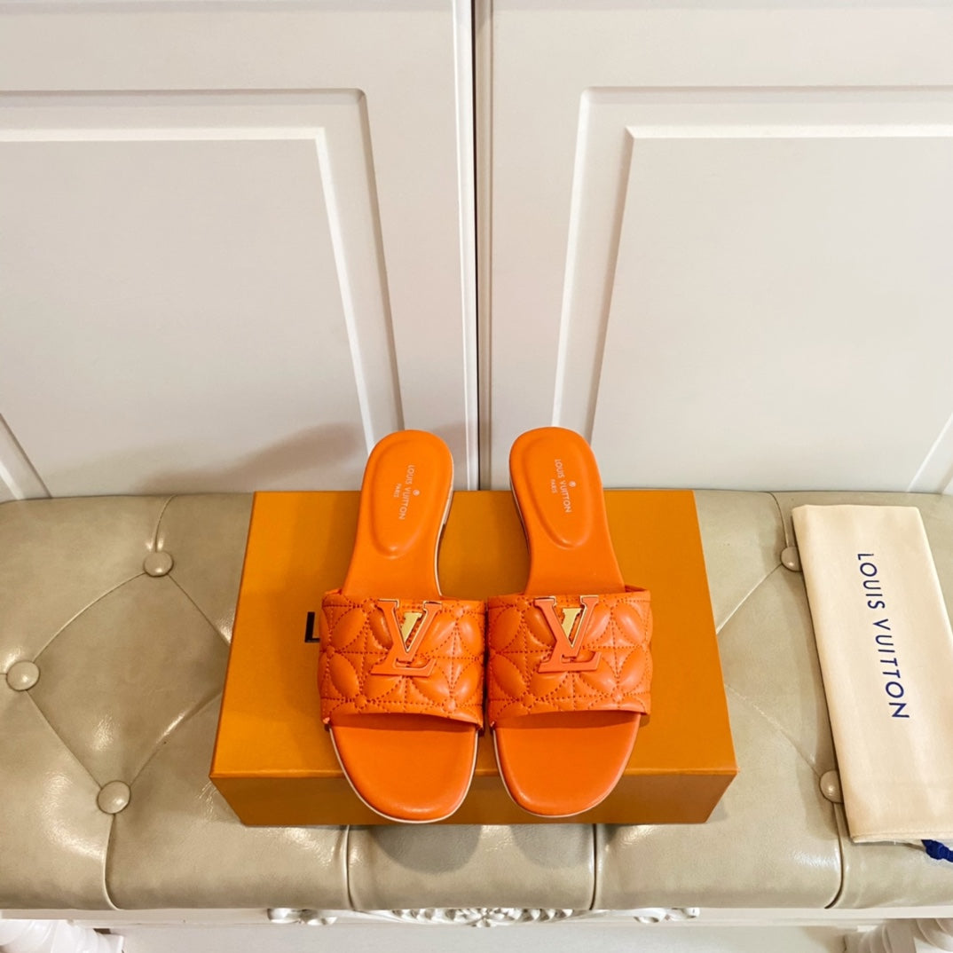 LV Neo Revival Flat Mule Orange Lambskin