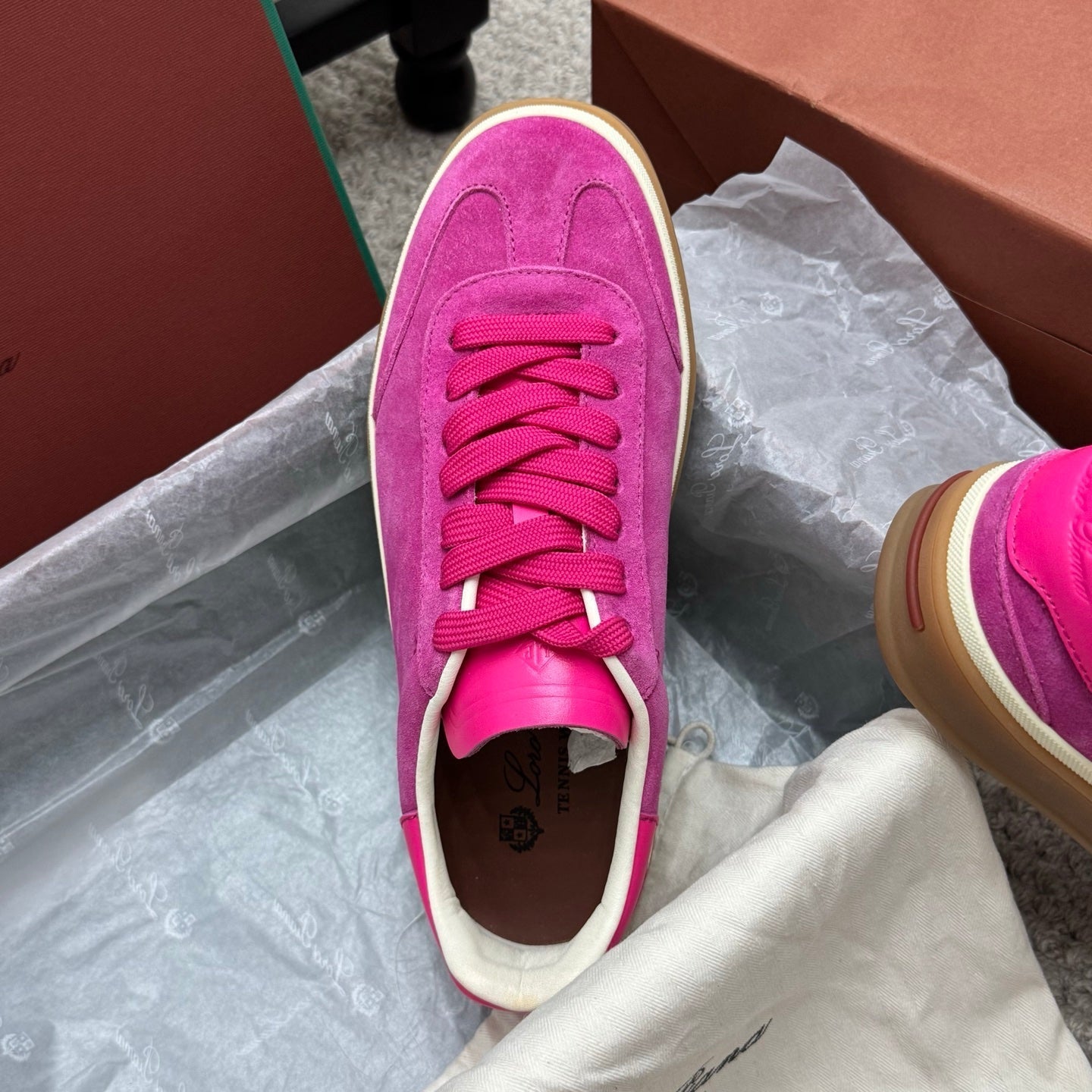 LP sneaker unisex style hot pink sheepskin mix suede 384719