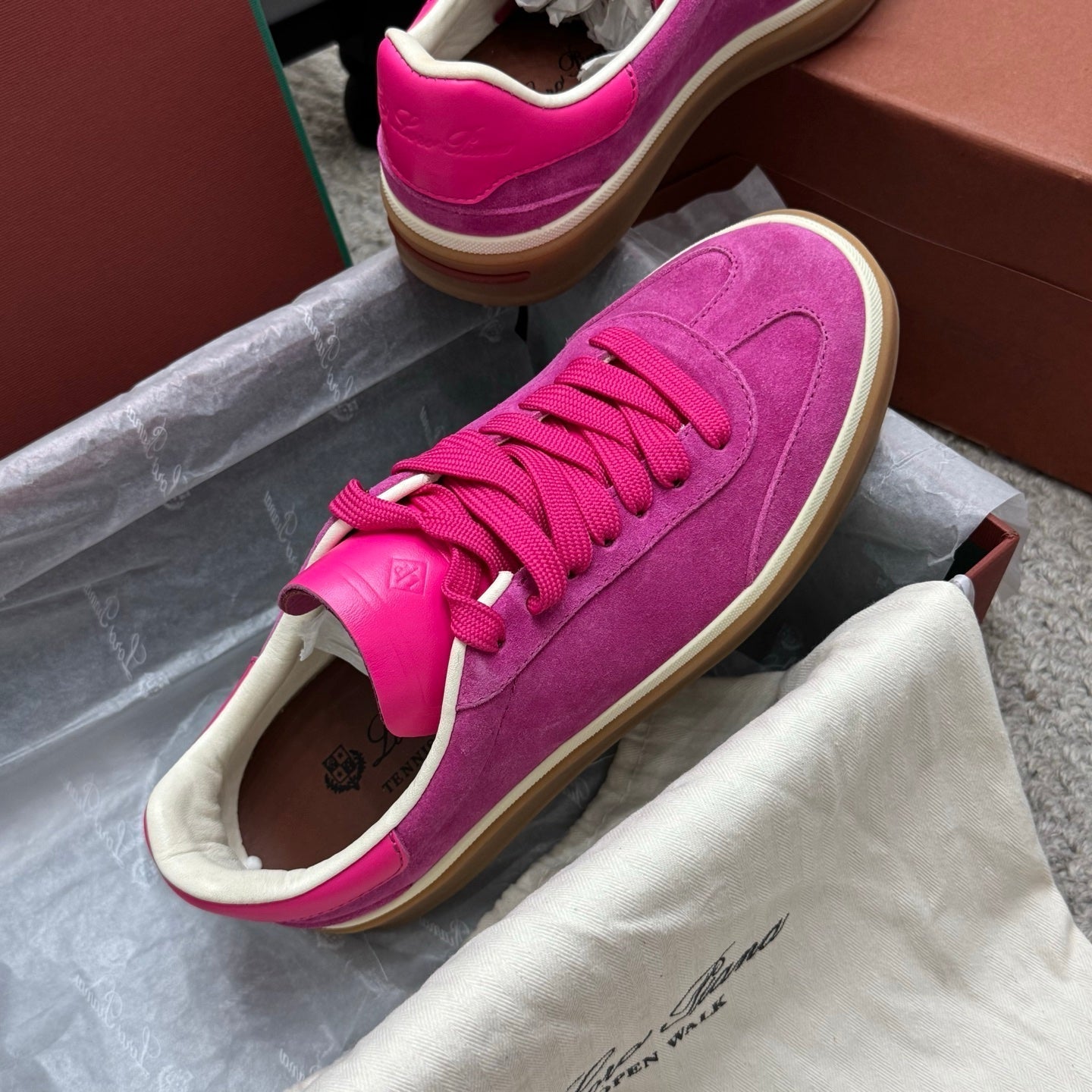 LP sneaker unisex style hot pink sheepskin mix suede 384719
