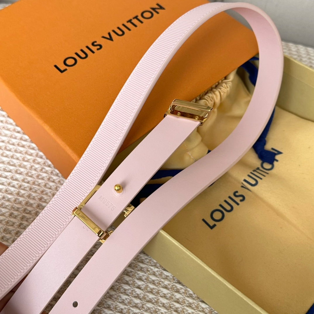 LV GRAM 20 MM REVERSIBLE BELT LIGHT PINK CALFSKIN GOLD HARDWARE