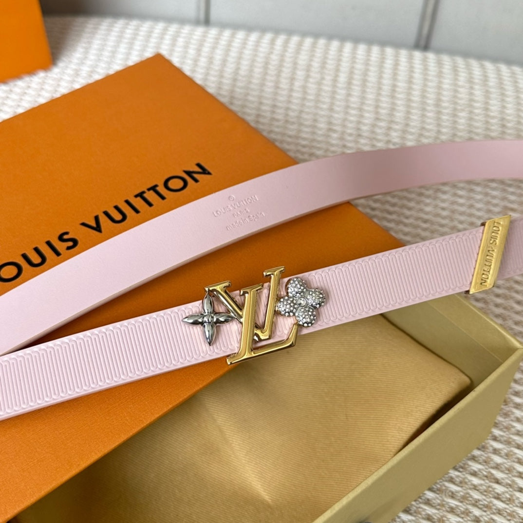 LV GRAM 20 MM REVERSIBLE BELT LIGHT PINK CALFSKIN GOLD HARDWARE