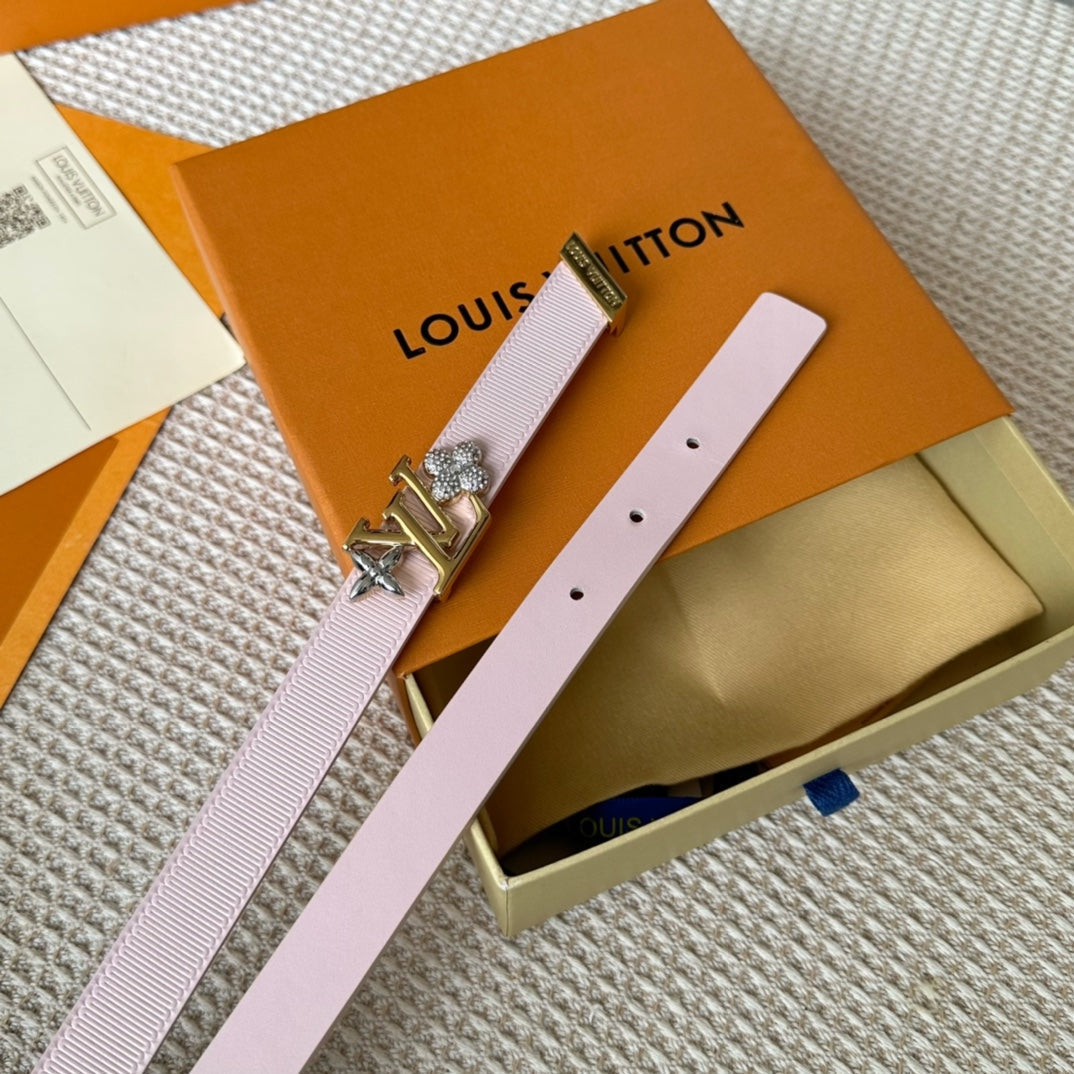 LV GRAM 20 MM REVERSIBLE BELT LIGHT PINK CALFSKIN GOLD HARDWARE