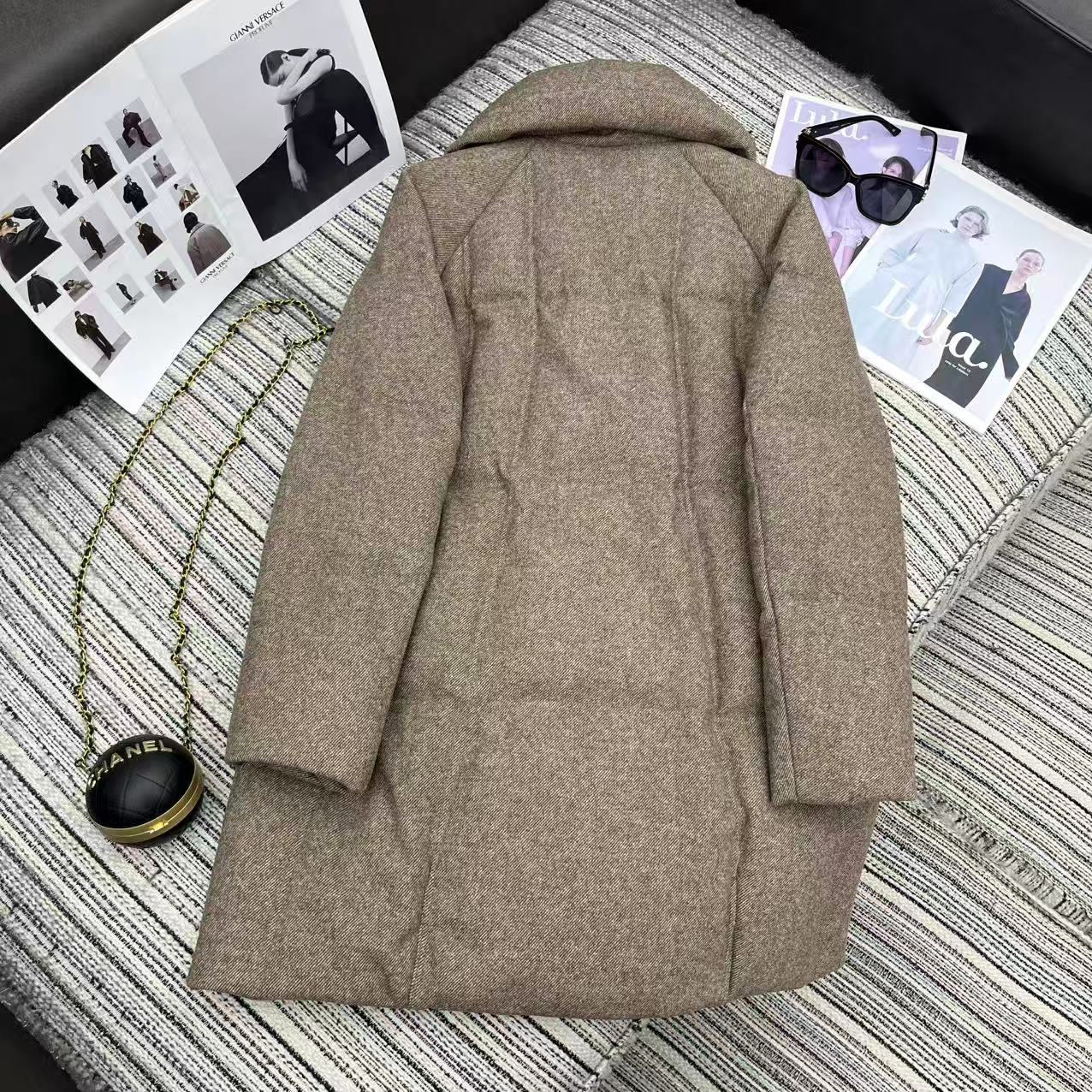 LP 25 Mid-Length Jacket Light Brown Wool Fabric Down 308182