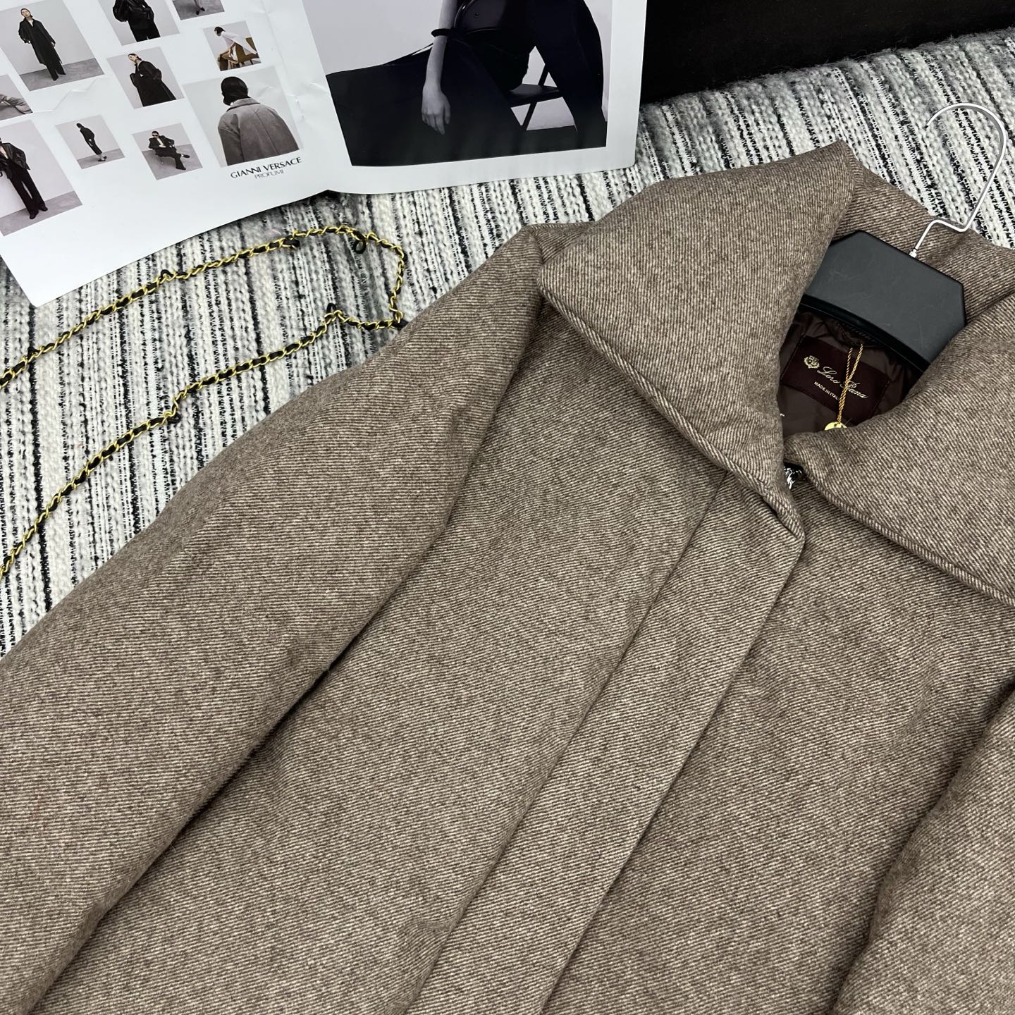 LP 25 Mid-Length Jacket Light Brown Wool Fabric Down 308182