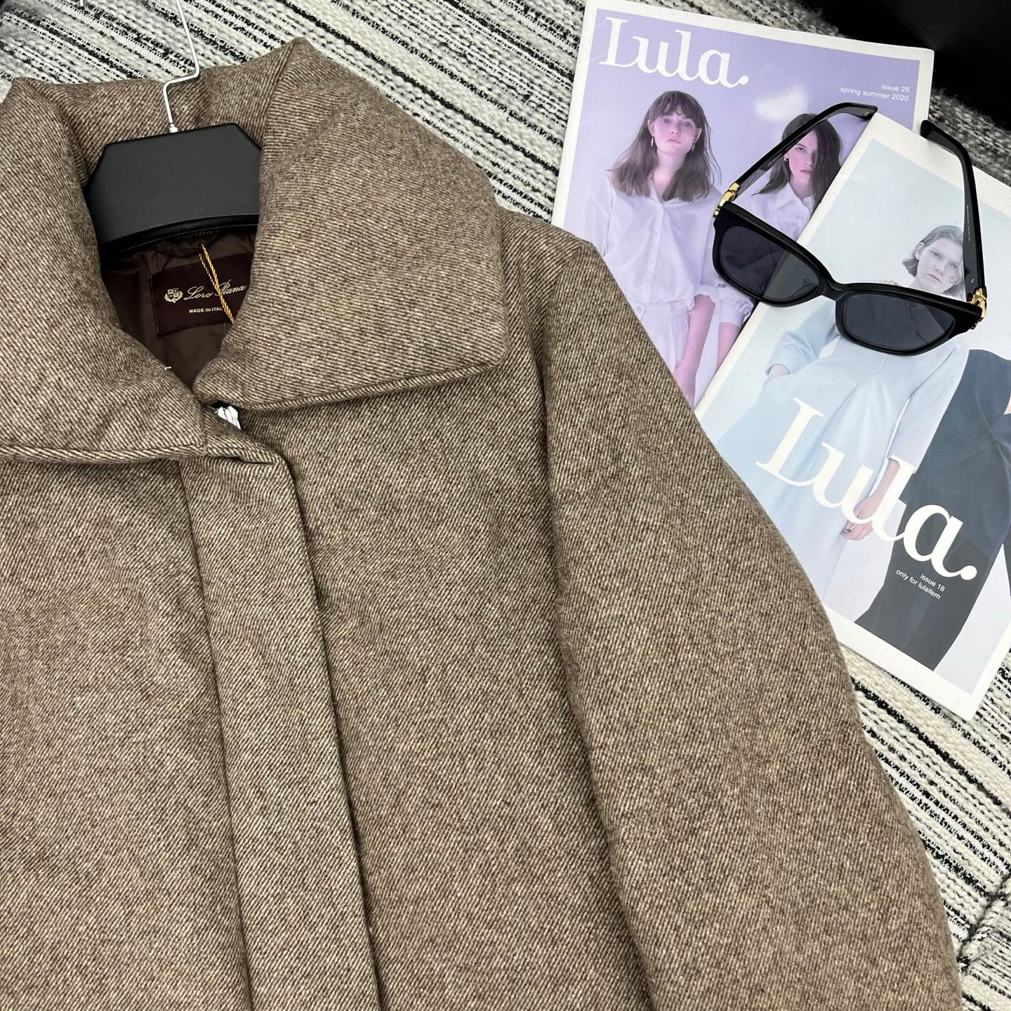 LP 25 Mid-Length Jacket Light Brown Wool Fabric Down 308182