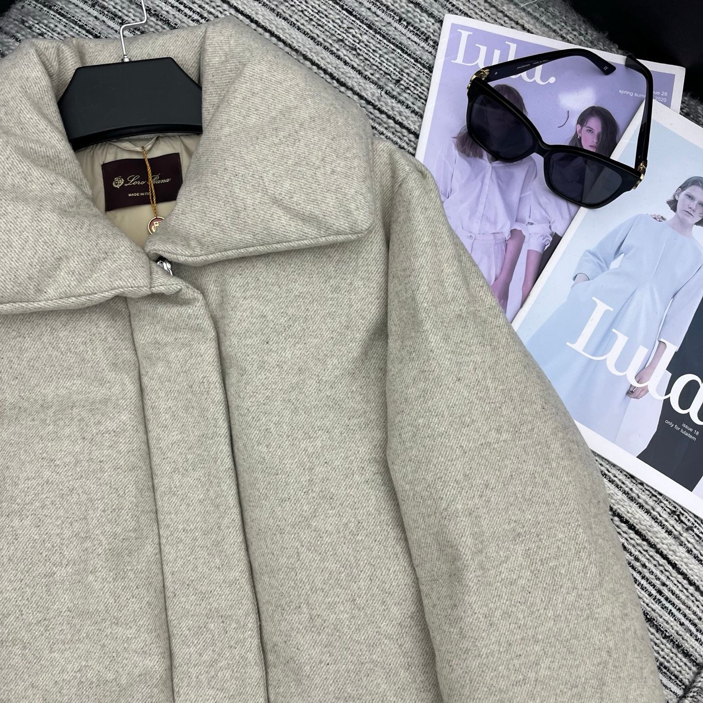 LP 25 Mid-Length Jacket Ivory Wool Fabric Down 308184