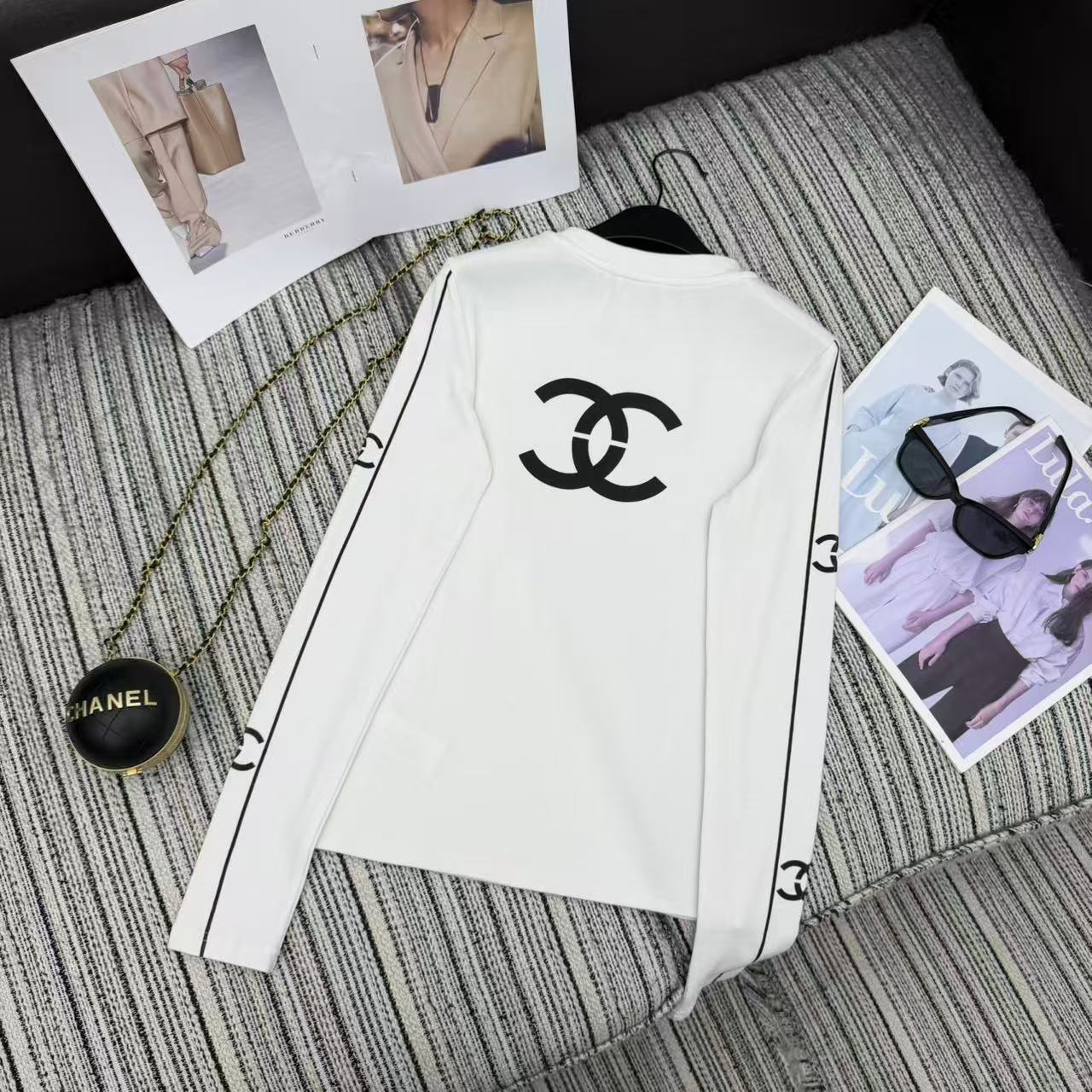 Chanel 2025 Long-sleeved Top White Cotton 318955