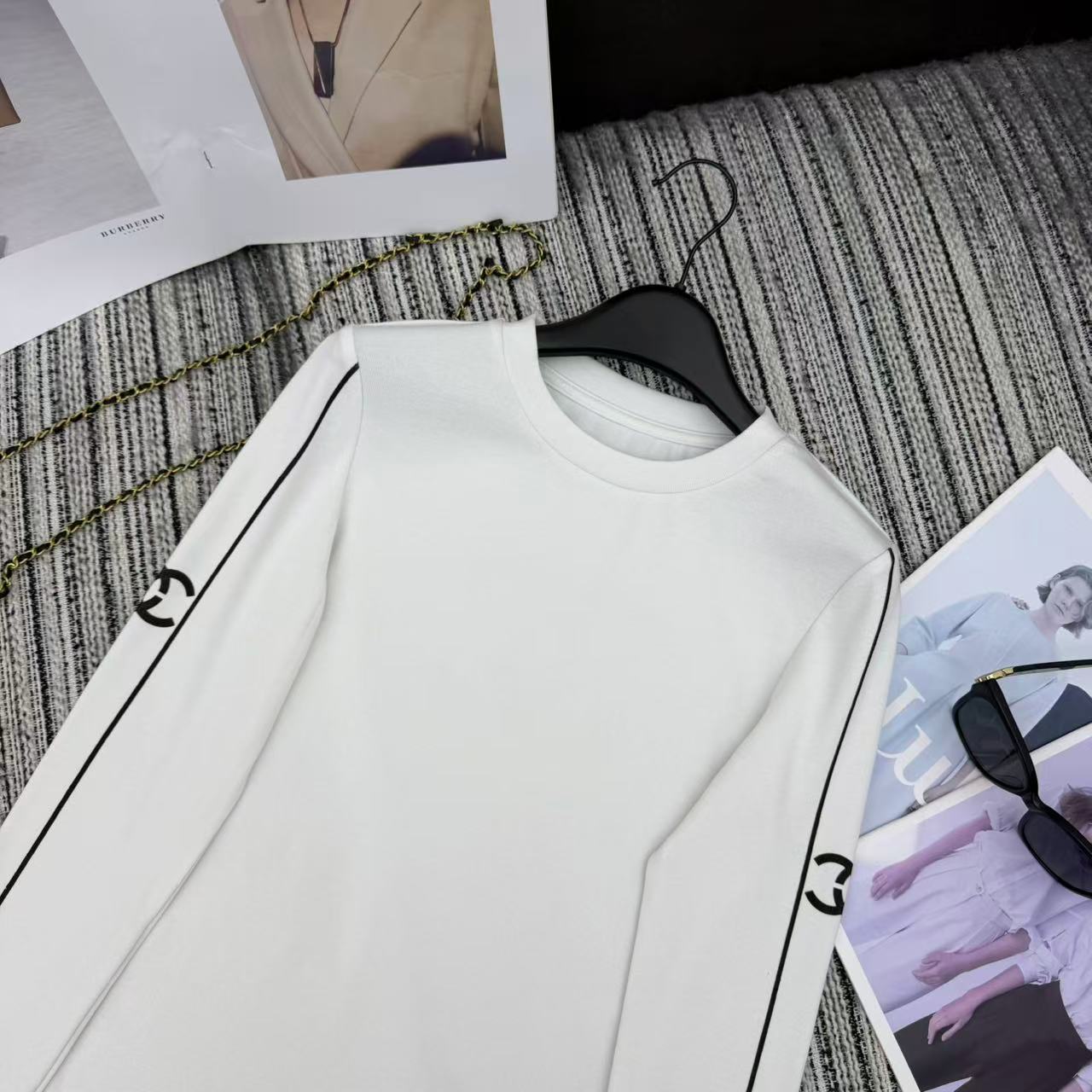Chanel 2025 Long-sleeved Top White Cotton 318955