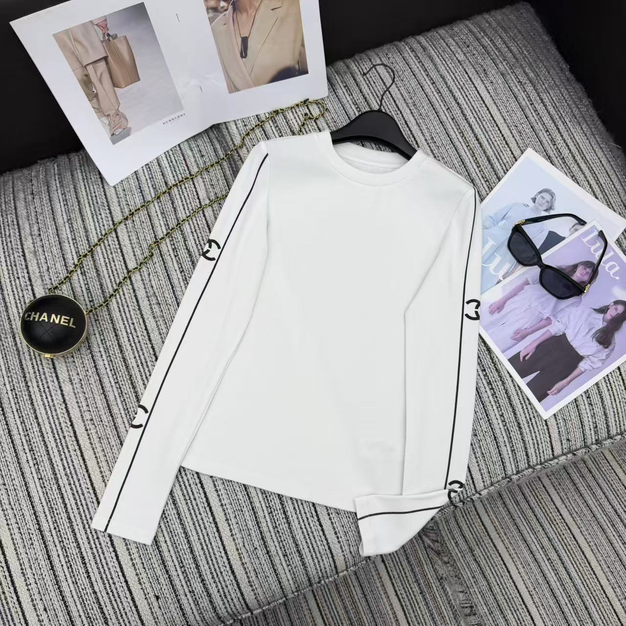 Chanel 2025 Long-sleeved Top White Cotton 318955