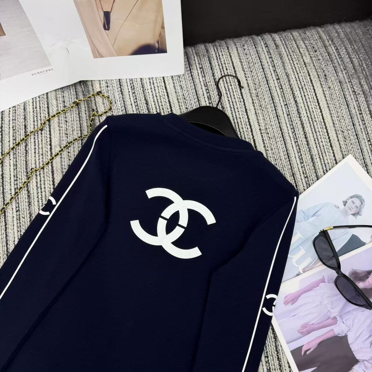 Chanel 2025 Long-sleeved Top Blue Cotton 318956