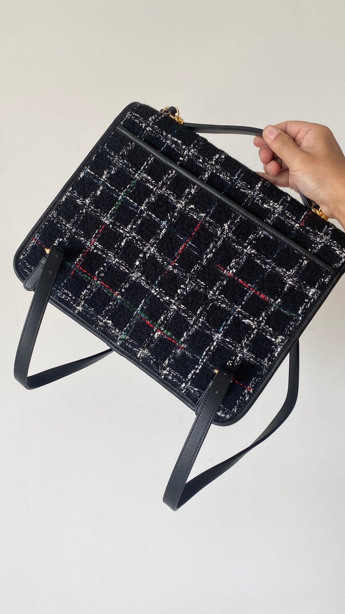 CC 2025 Tweed School Memory Mini Top Handle Flap Black