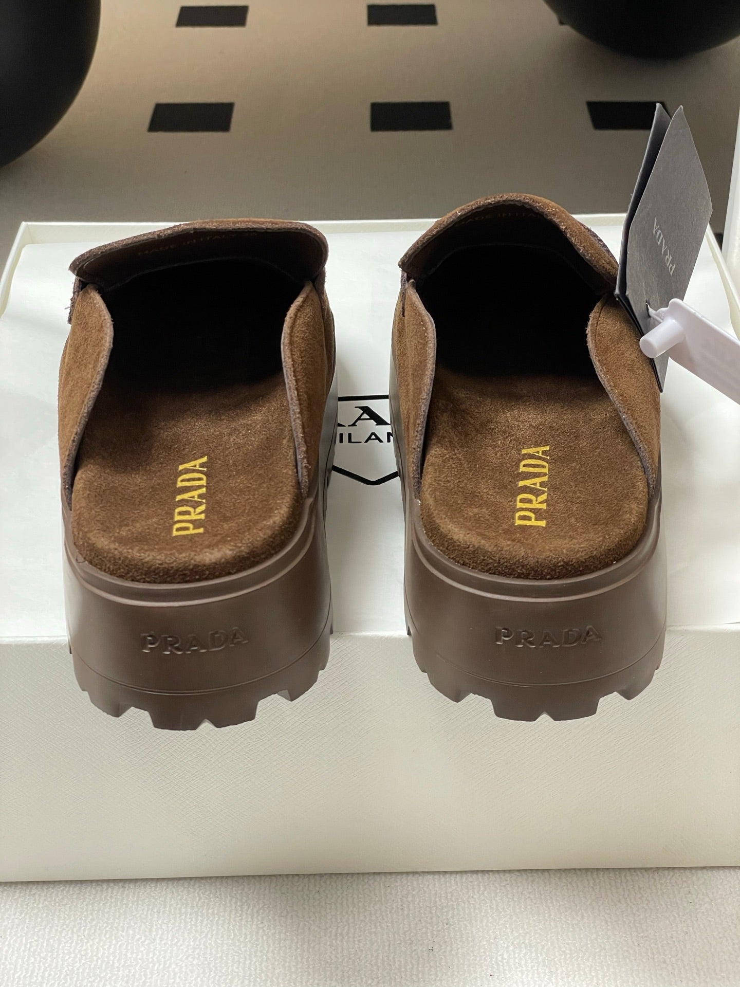 Prada 25 Mule Brown Cowhide Suede 247793