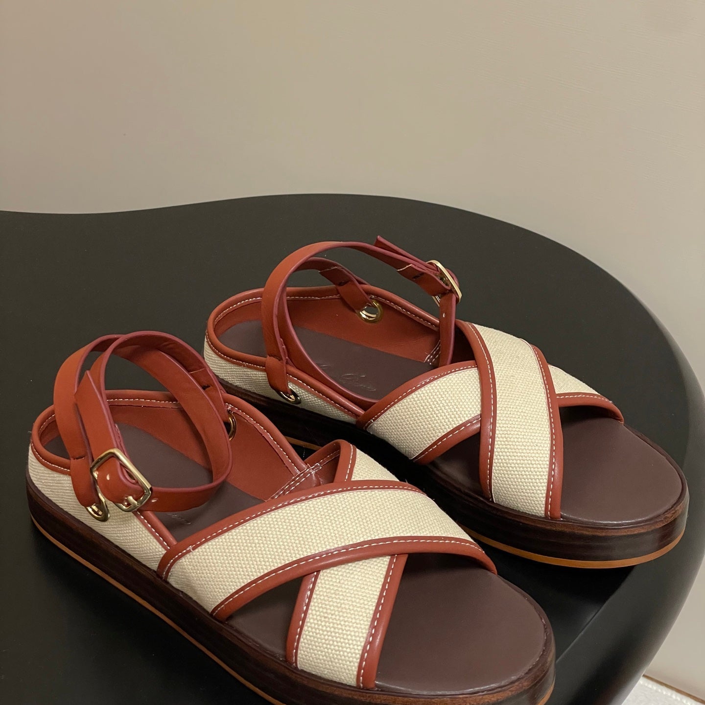 LP  Sandal Beige Orange Brown Cowhide 312167