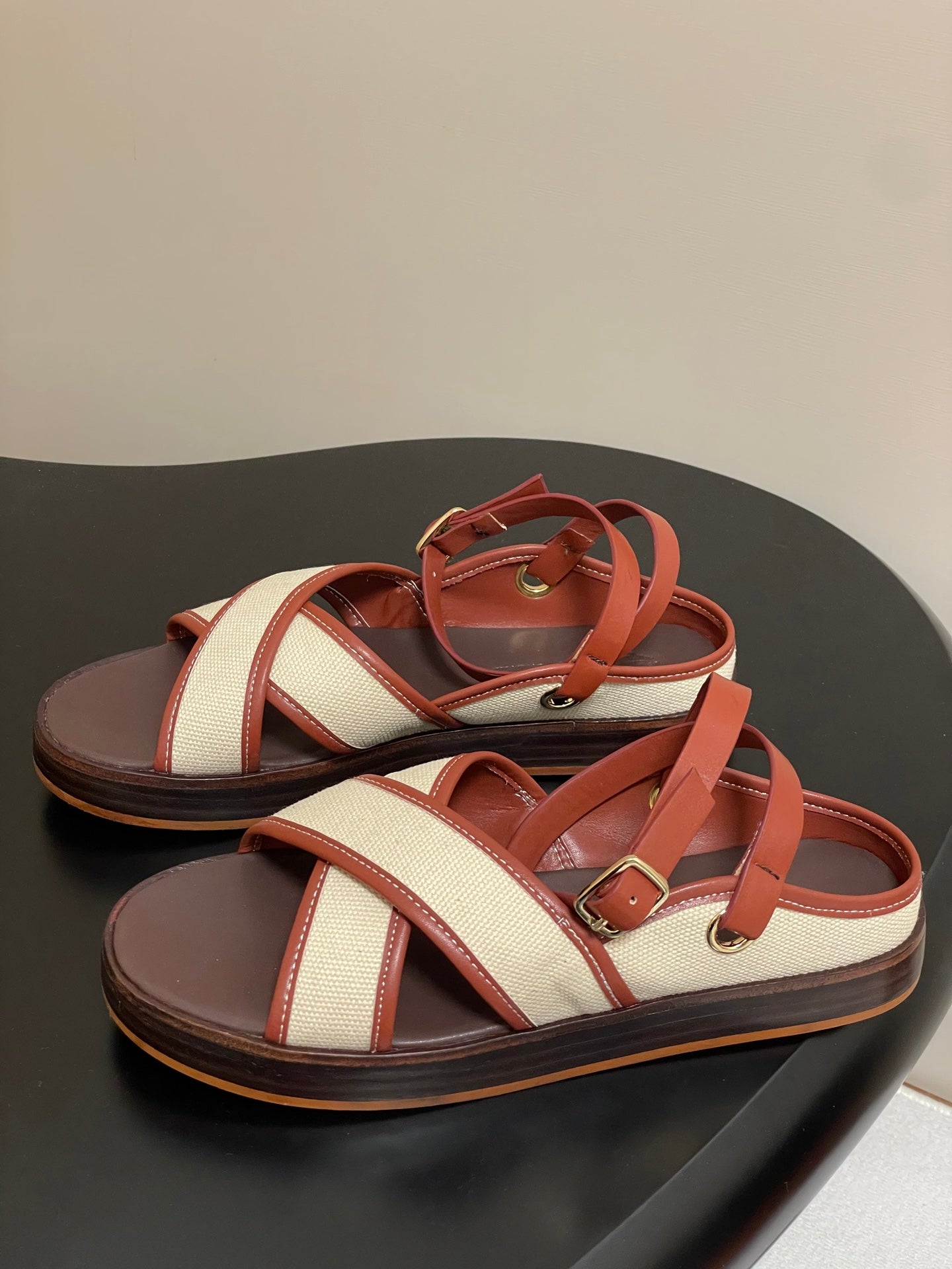 LP  Sandal Beige Orange Brown Cowhide 312167