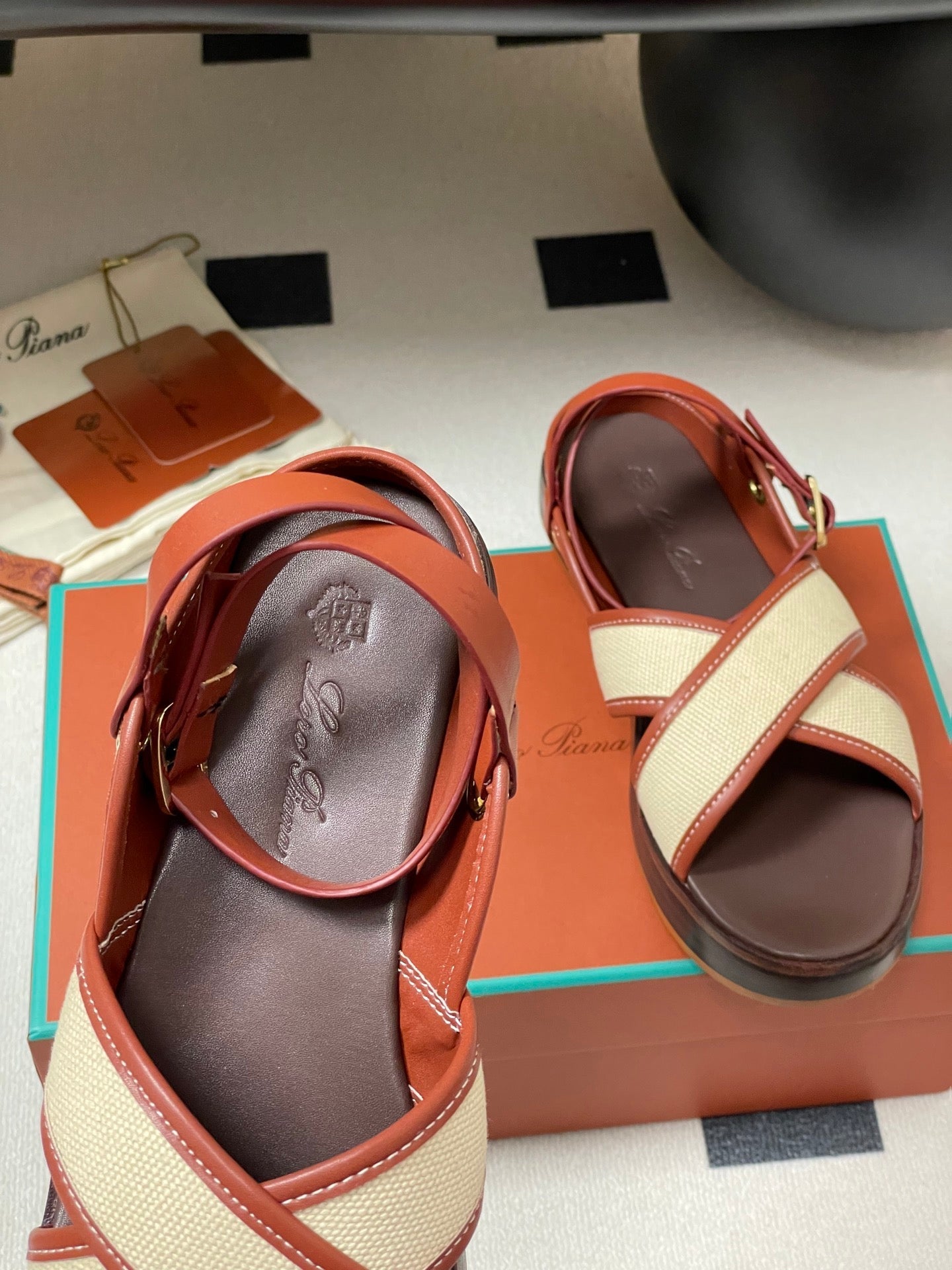 LP  Sandal Beige Orange Brown Cowhide 312167