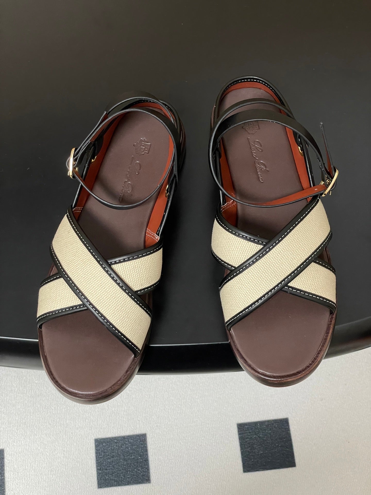 LP  Sandal Beige Brown Cowhide 312168